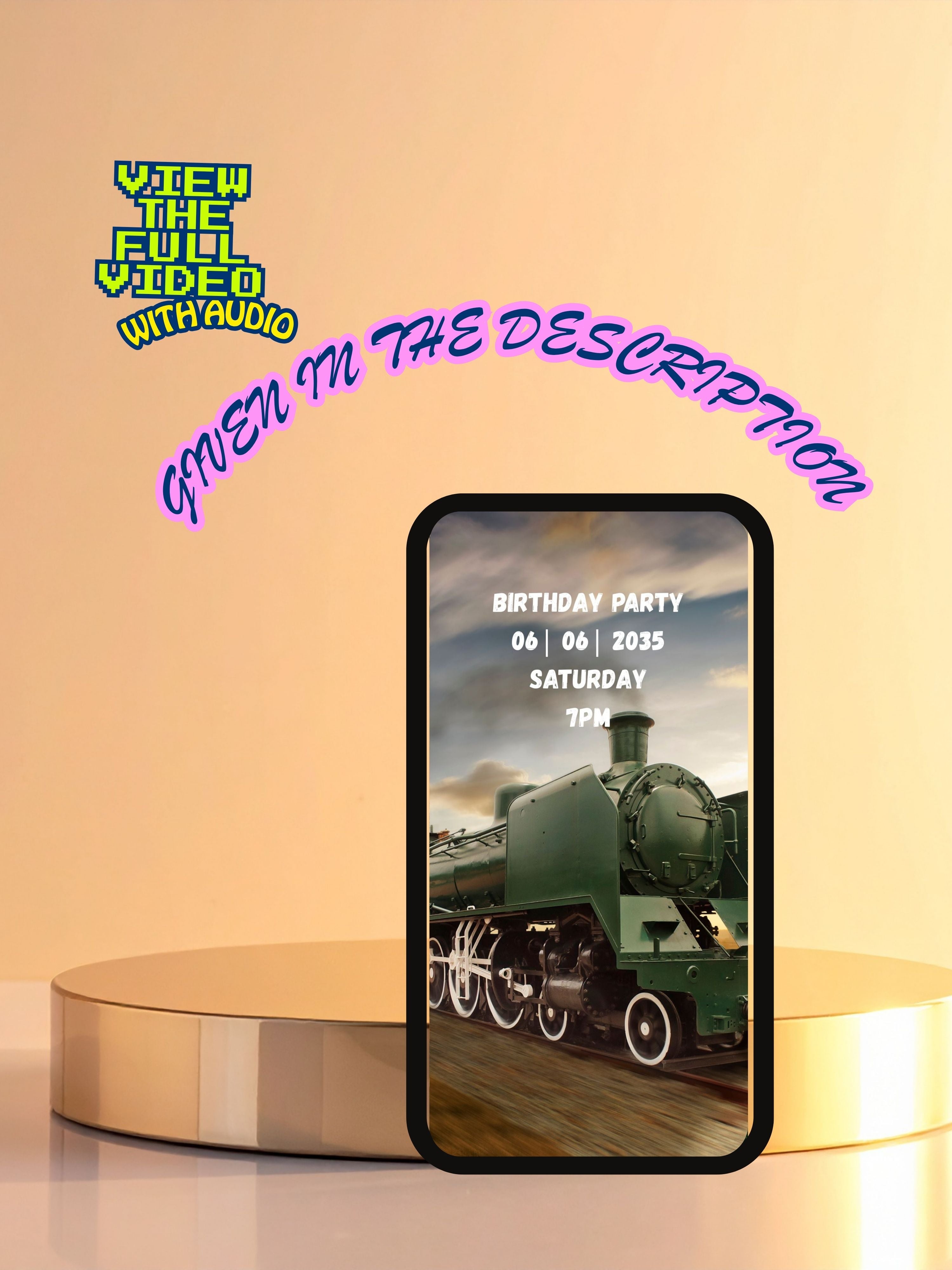 VINTAGE TRAIN Birthday Invitation Video | Editable Canva pro Template | Vintage Kids Party Invite | Digital Download|ki40