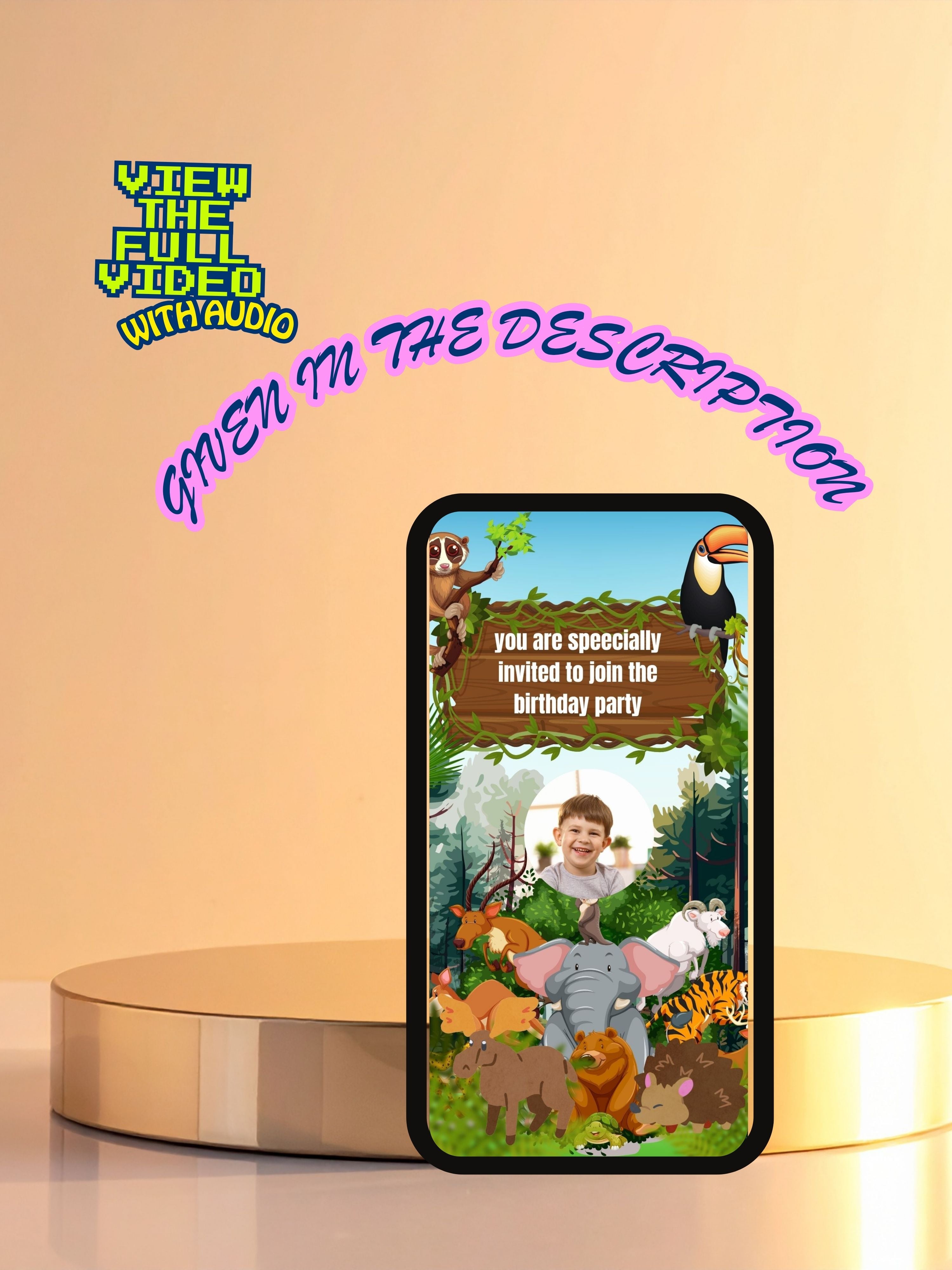 commercial use ANIMAL THEME Birthday Invitation Video | Editable Canva pro Template | Kids Party Invite | ki4c