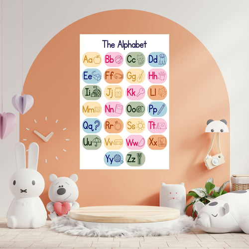 Alphabet Wall Art Printable, ABC Learning Poster, Kids Educational Decor, Nursery Wall Art, Preschool Classroom Print, Homeschool Decor, Digital Download|ke1-8
