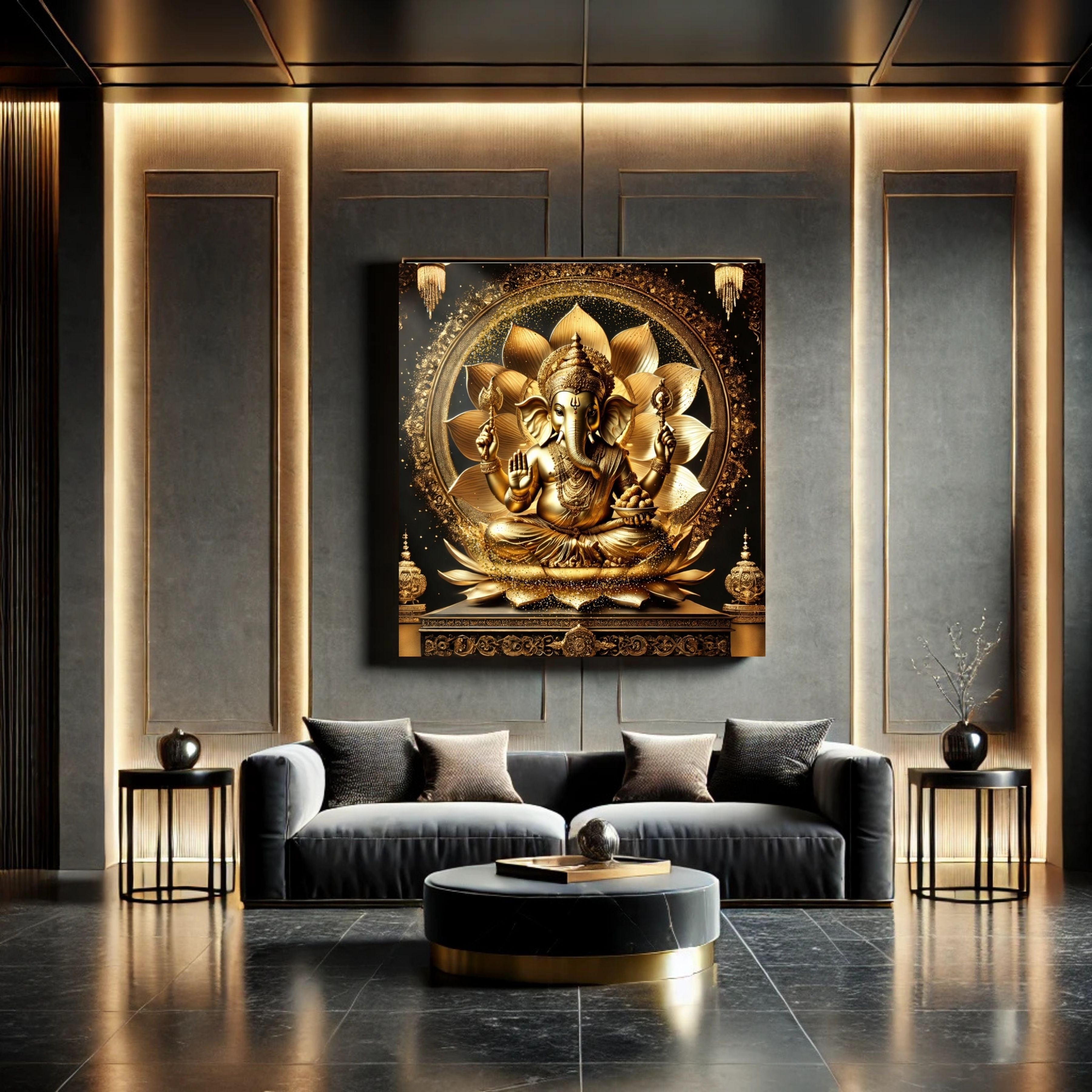 Luxury Lord Ganesha Wall Art Printable | Ganapathi Digital Download | Hindu God Decor | Spiritual Poster | Ganesh Chaturthi Gift | 11 Sizes |sp1