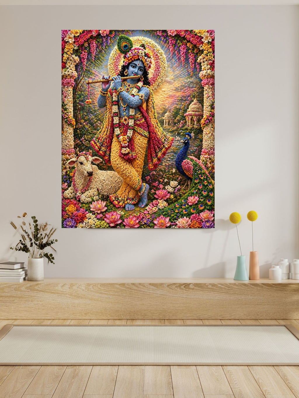 Lord Krishna Wall Art Printable, Krishna Digital Download, Hindu Wall Decor, Spiritual Home Decor, Pooja Room Art, Krishna Poster, Temple Artwork|sp77