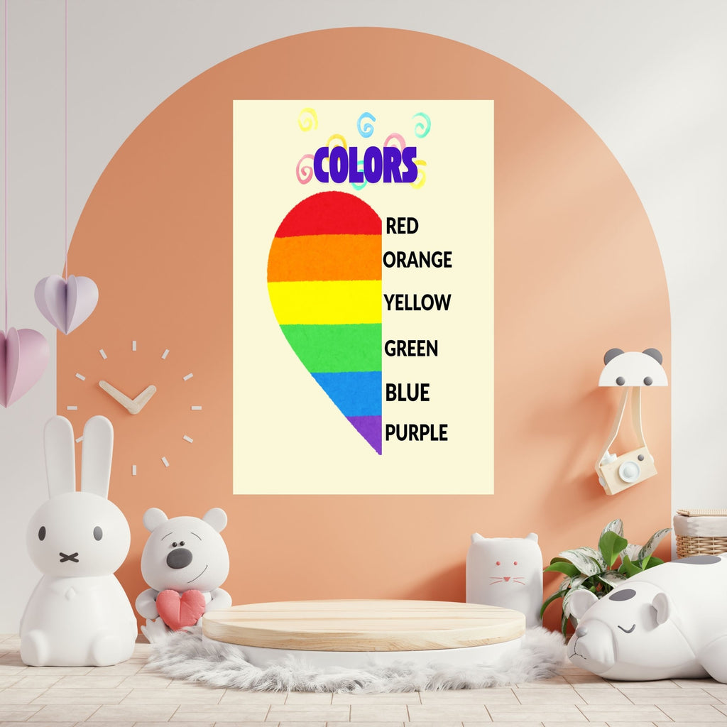 Kids Color Learning Poster, Printable Preschool Wall Art
