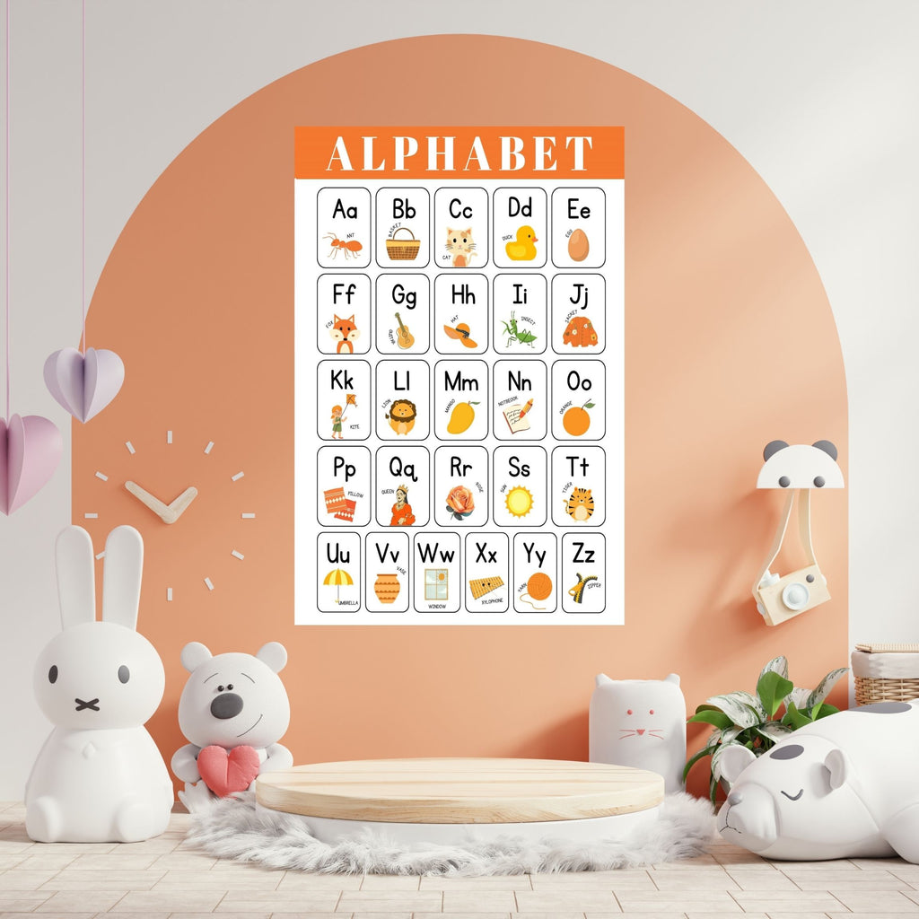 Alphabet Wall Art Printable, ABC Learning Poster, Kids Educational Decor, Nursery Wall Art, Preschool Classroom Print, Homeschool Decor, Digital Download|ke1-1