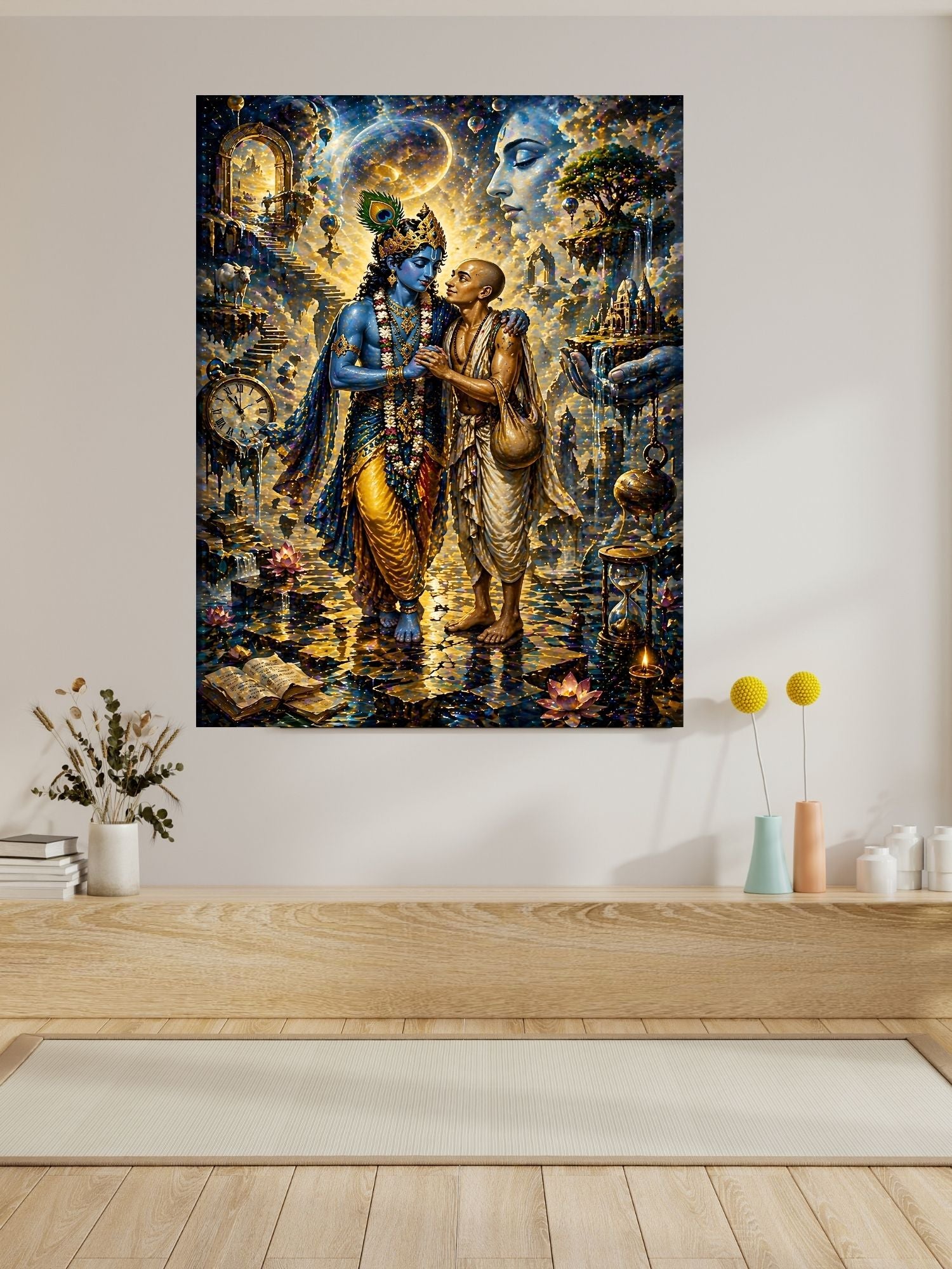 Lord Krishna Wall Art Printable, Krishna Digital Download, Hindu Wall Decor, Spiritual Home Decor, Pooja Room Art, Krishna Poster, Temple Artwork|sp67