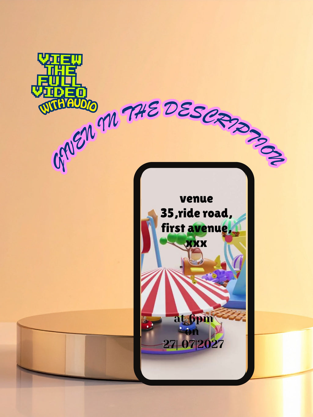 TOY RIDE Birthday Invitation Video | Editable Canva pro Template | Kids Party Invite | ki48