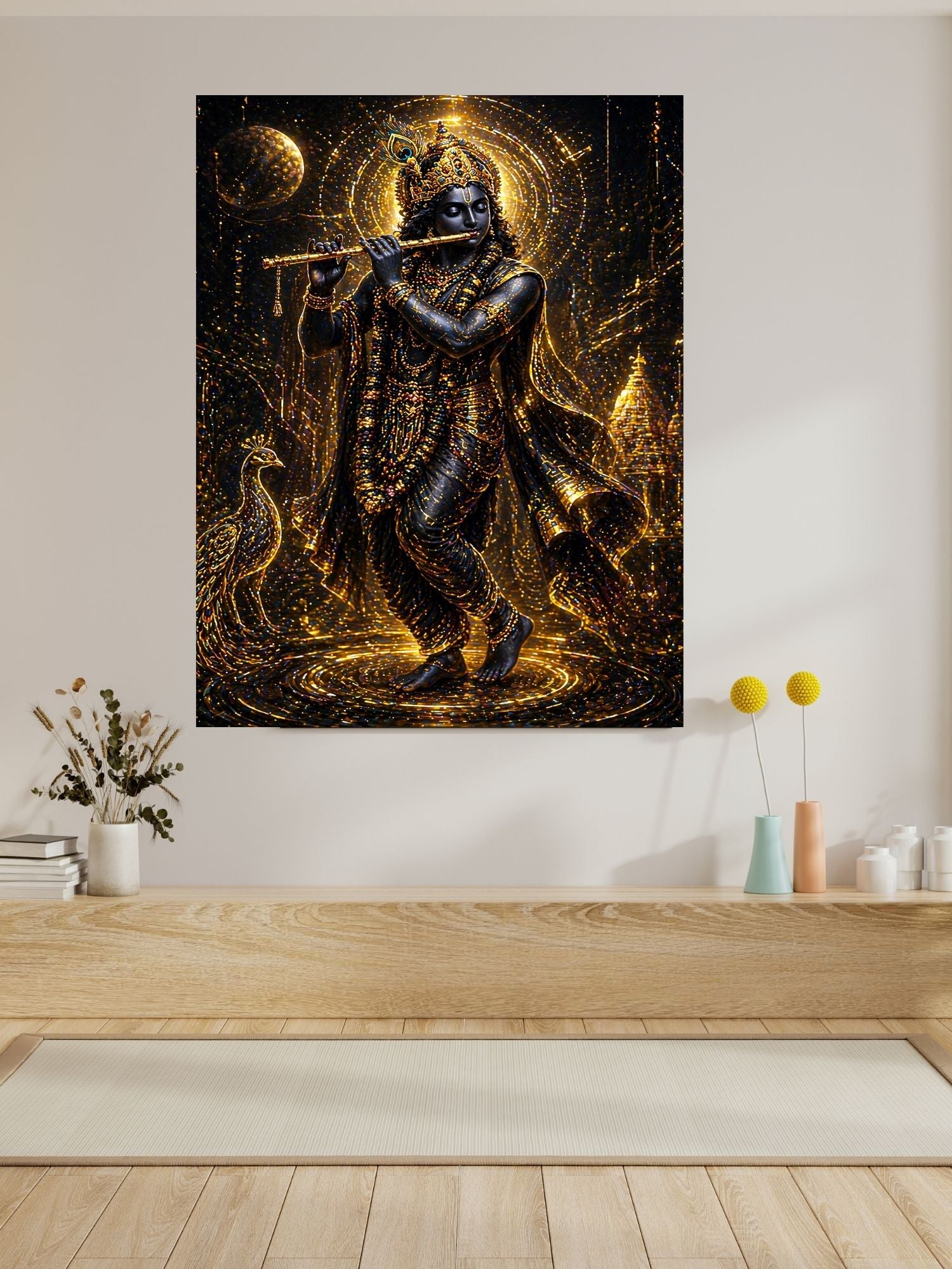 Lord Krishna Wall Art Printable, Krishna Digital Download, Hindu Wall Decor, Spiritual Home Decor, Pooja Room Art, Krishna Poster, Temple Artwork|sp55