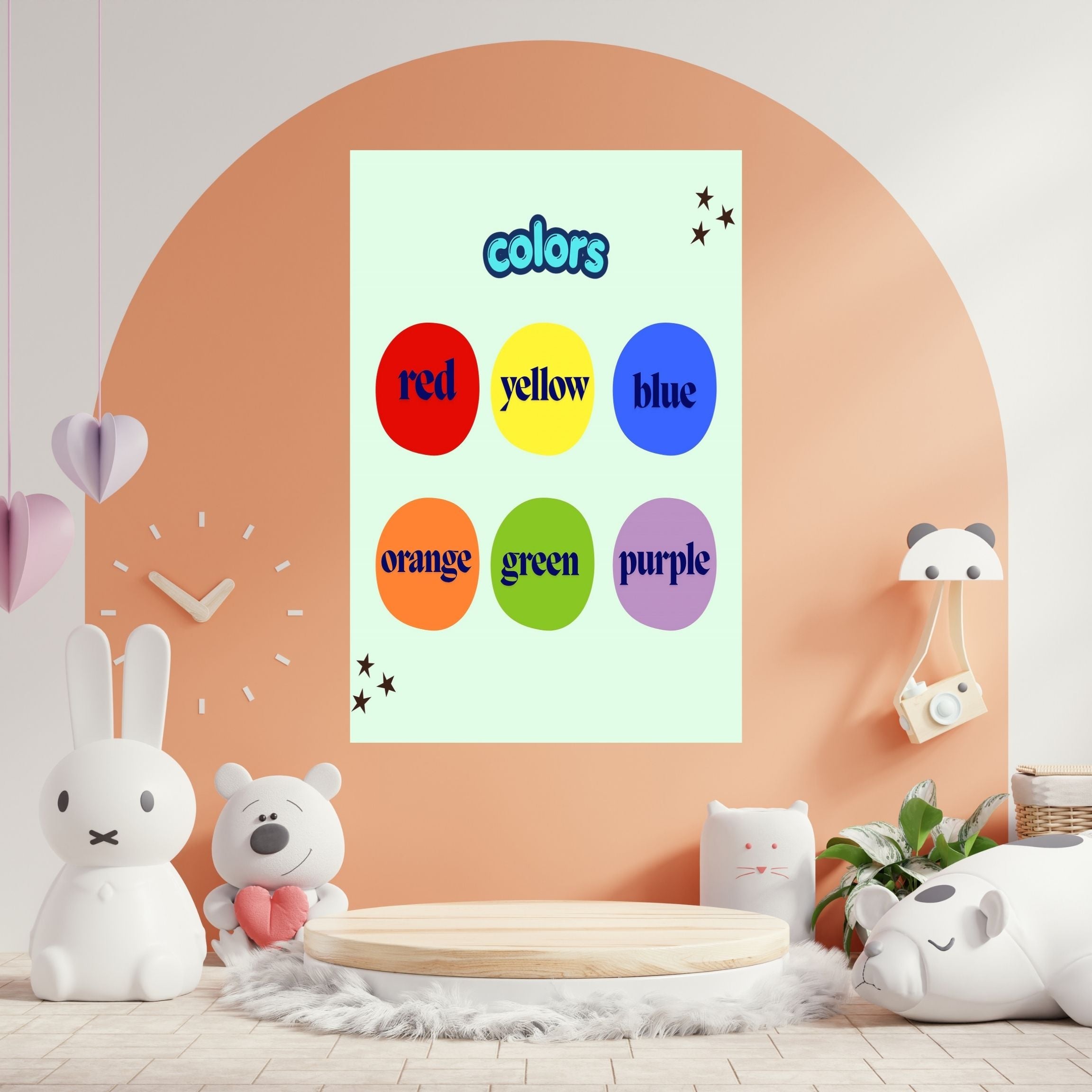 Learn Colors Wall Art for Kids | Educational Nursery Decor | Preschool Color Recognition Poster | Kids Printable Learning Art|ke3-6