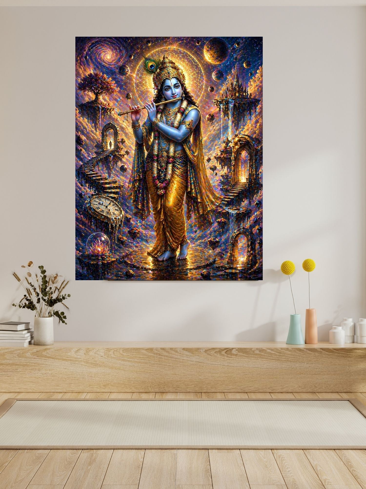 Lord Krishna Wall Art Printable, Krishna Digital Download, Hindu Wall Decor, Spiritual Home Decor, Pooja Room Art, Krishna Poster, Temple Artwork|sp48