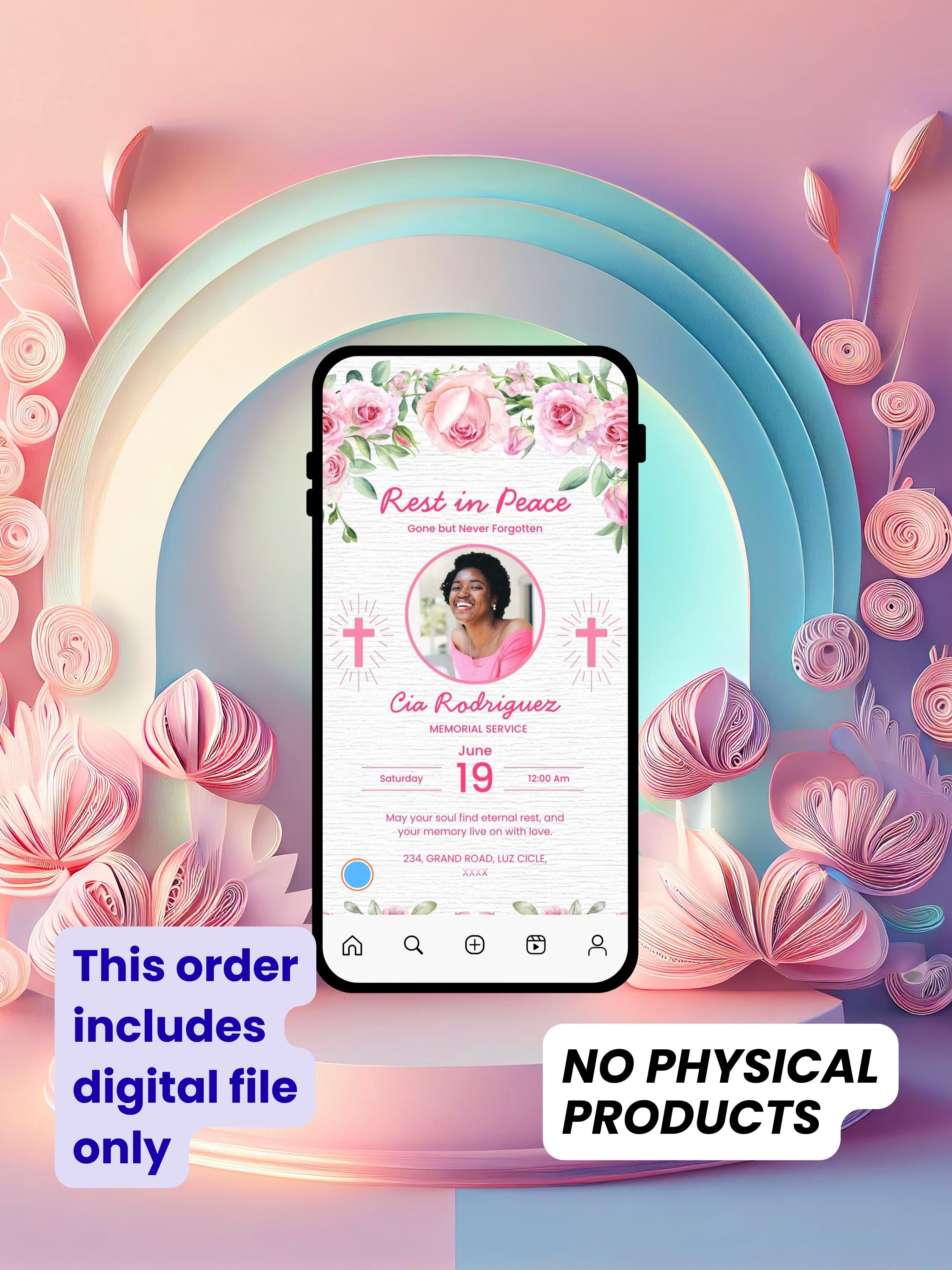 Commercial use MEMORIAL SERVICE editable Invitation Video Template | Canva Celebration of Life Invite | In Loving Memory | Digital Memorial Announcement | Instant Download|ai10c