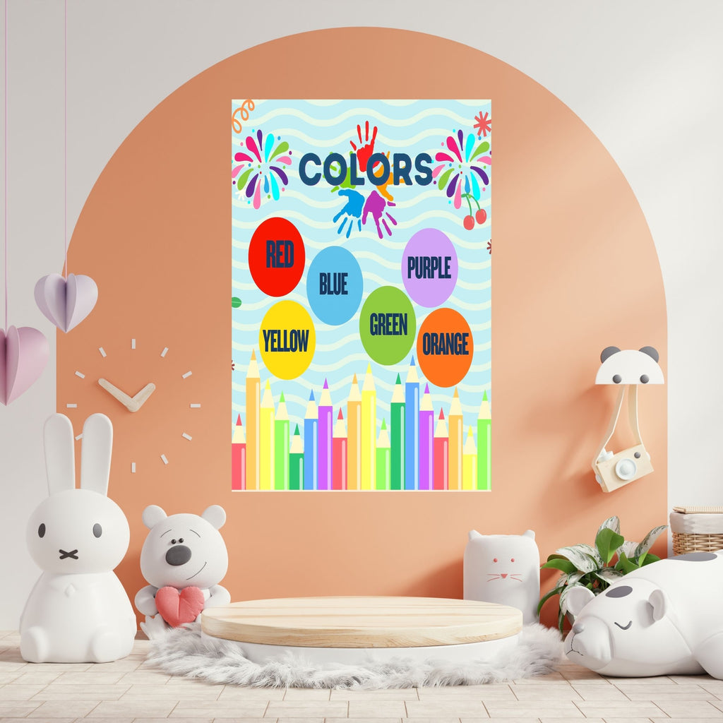 Educational Color Wall Art for Kids, Printable Nursery Decor