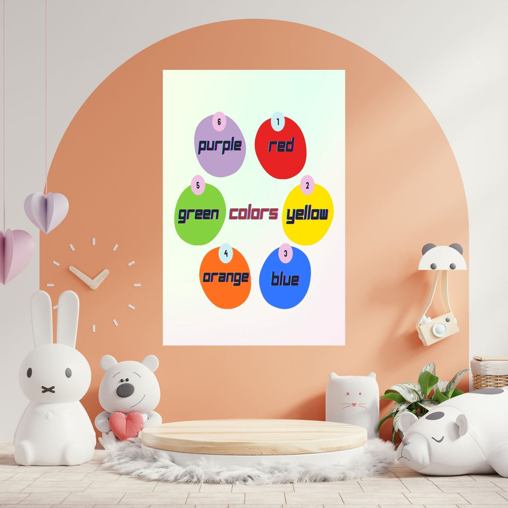 Preschool Color Learning Wall Art for Kids, Printable Poster
