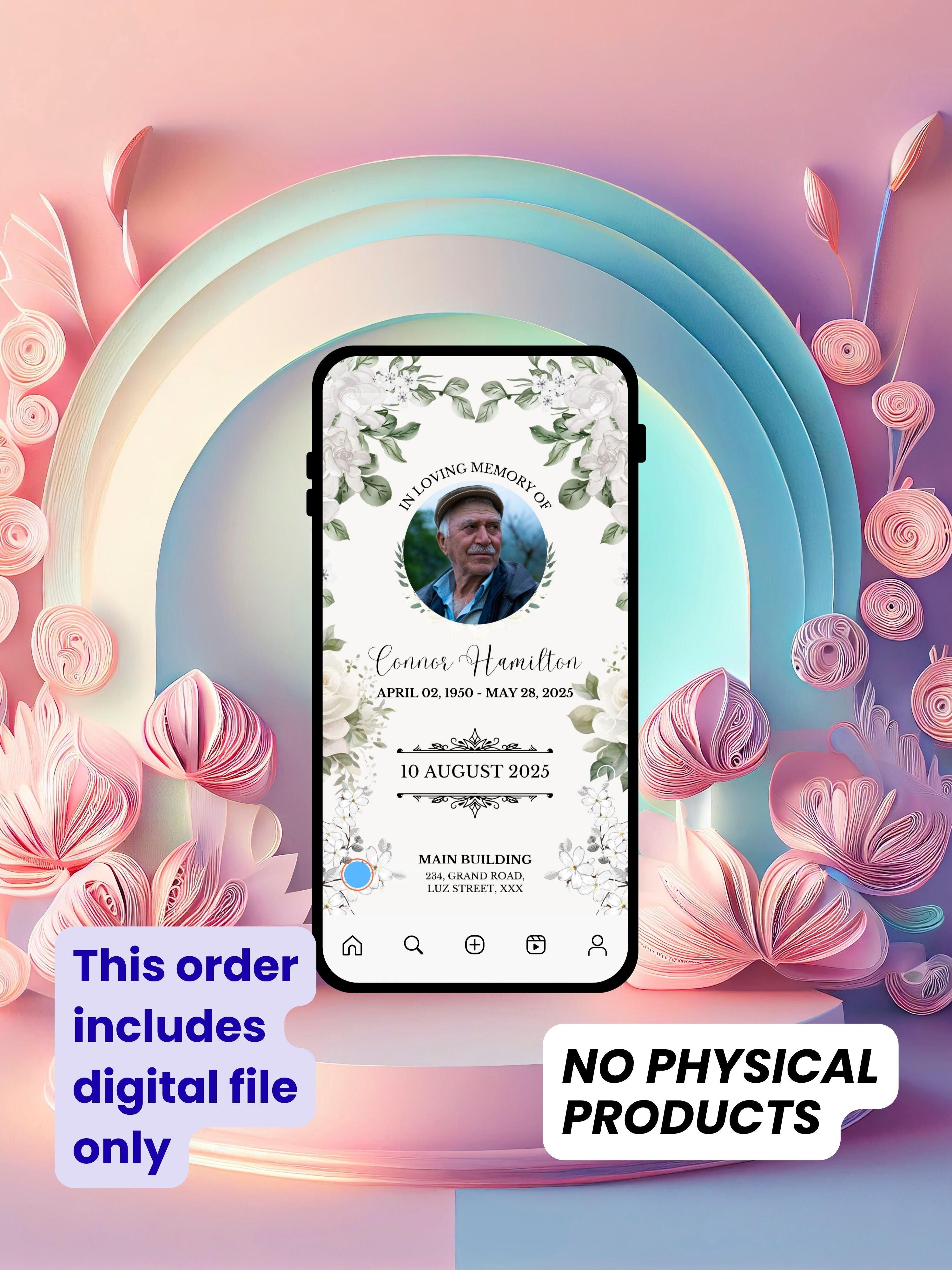 MEMORIAL SERVICE editable Invitation Video Template | Canva Celebration of Life Invite | In Loving Memory | Digital Memorial Announcement | Instant Download|ai1