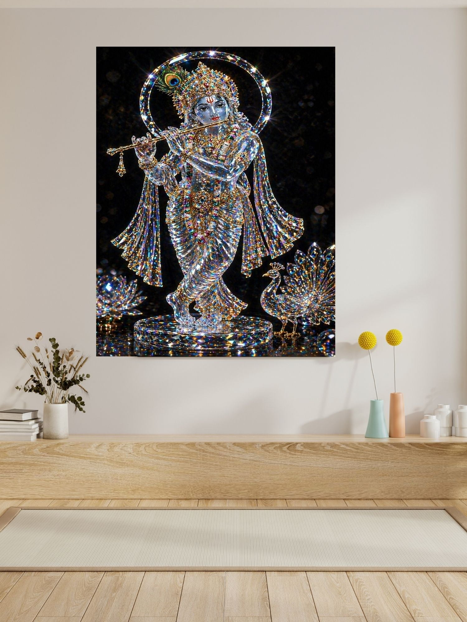 Lord Krishna Wall Art Printable, Krishna Digital Download, Hindu Wall Decor, Spiritual Home Decor, Pooja Room Art, Krishna Poster, Temple Artwork|sp49