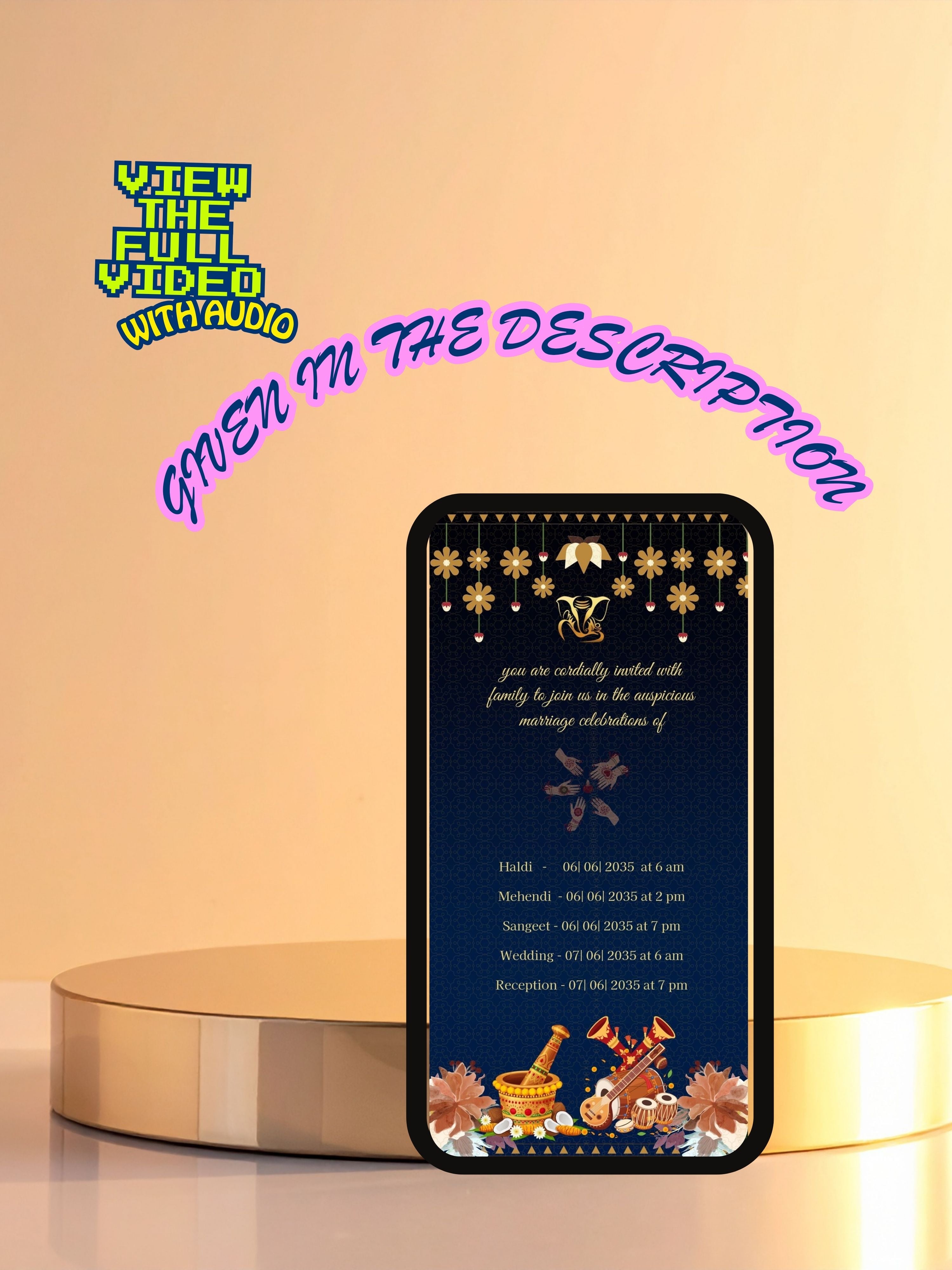 WI0006C-Commercial Use HINDU WEDDING Invitation Video Template | Editable Indian Wedding Invite | Canva pro Digital Wedding Invitation | Luxury Save the Date | Wedding Video