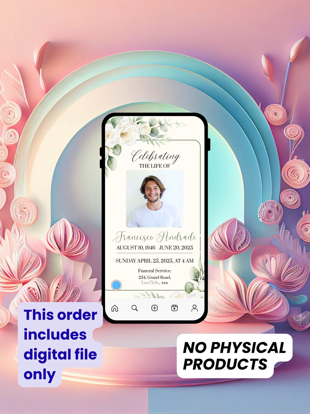 Editable FUNERAL SERVICE Invitation Video Template | Canva Funeral Invite | In Loving Memory | Celebration of Life | Memorial Service | Instant Download|ai3