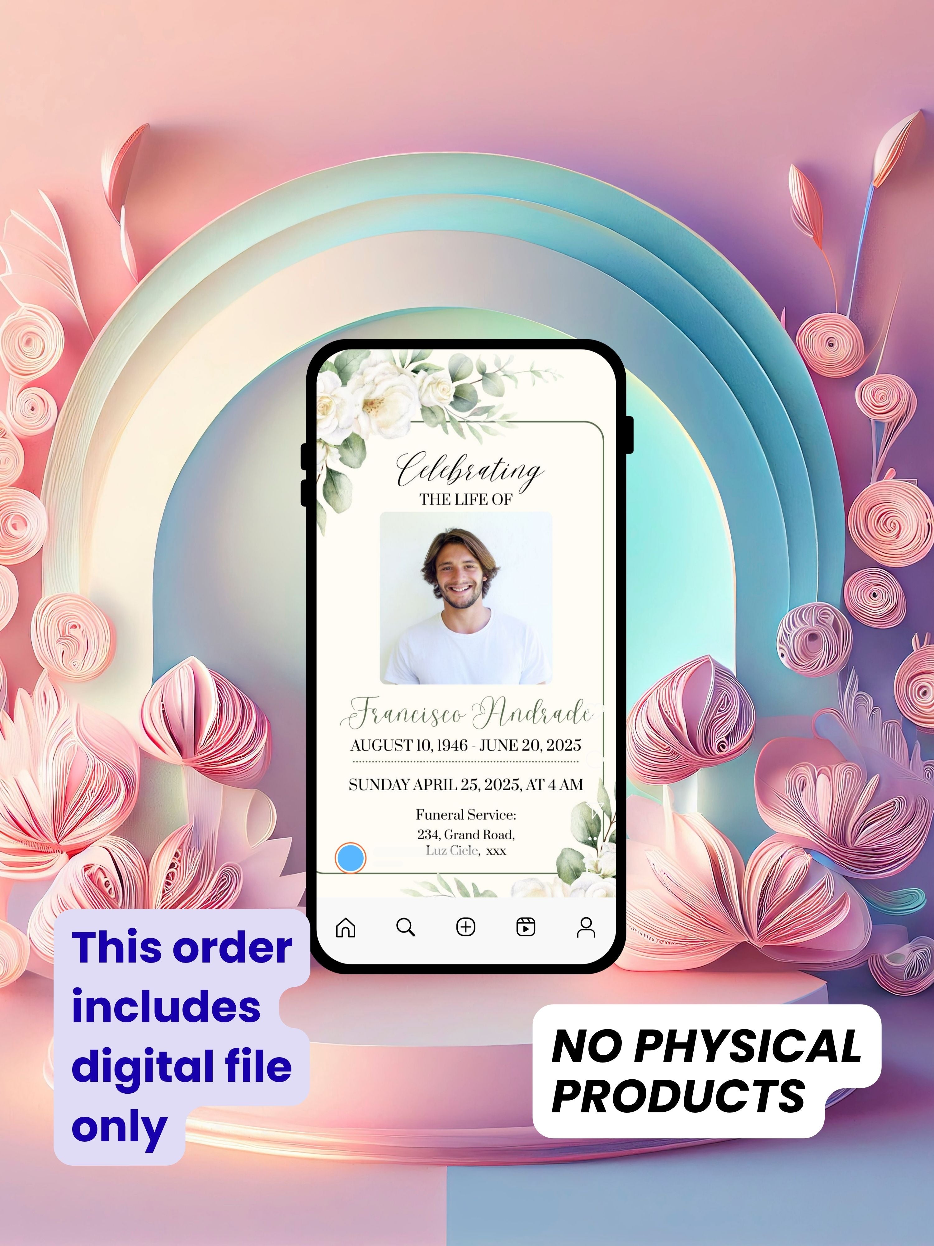 Editable FUNERAL SERVICE Invitation Video Template | Canva Funeral Invite | In Loving Memory | Celebration of Life | Memorial Service | Instant Download|ai3