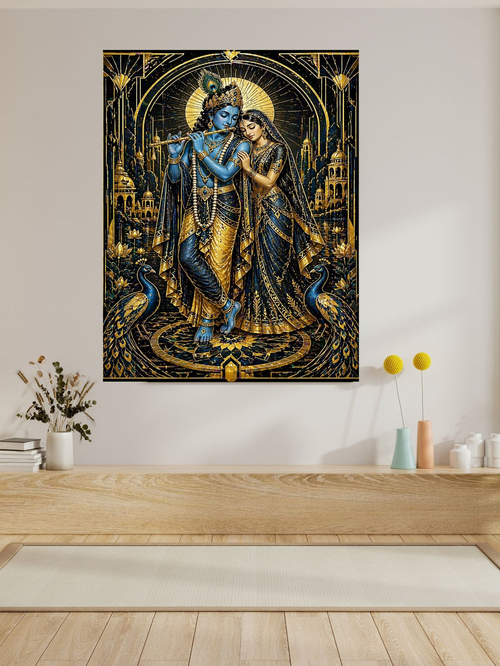 Lord Krishna Wall Art Printable, Krishna Digital Download, Hindu Wall Decor, Spiritual Home Decor, Pooja Room Art, Krishna Poster, Temple Artwork|sp62