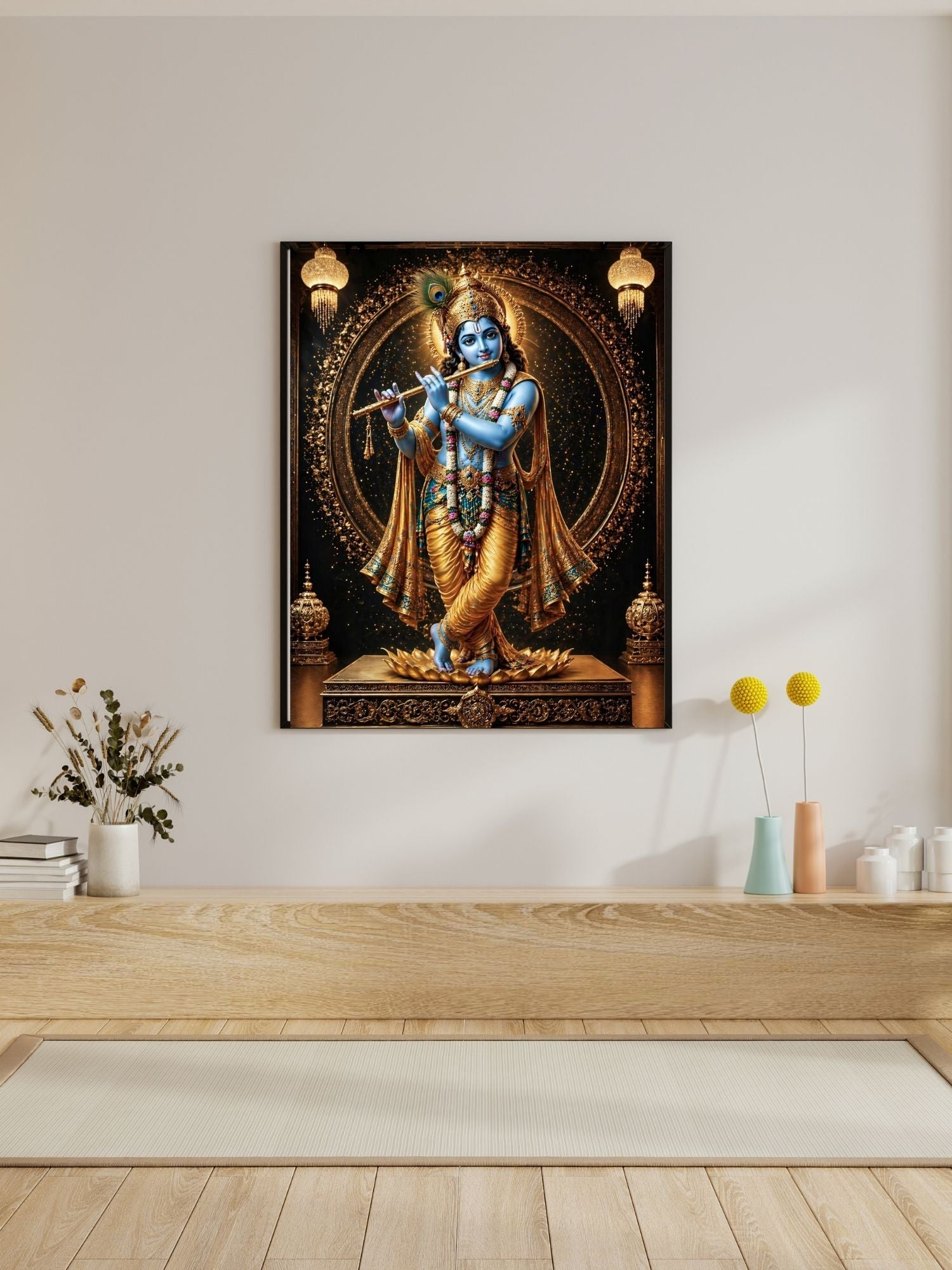 Lord Krishna Wall Art Printable, Krishna Digital Download, Hindu Wall Decor, Spiritual Home Decor, Pooja Room Art, Krishna Poster, Temple Artwork|sp47