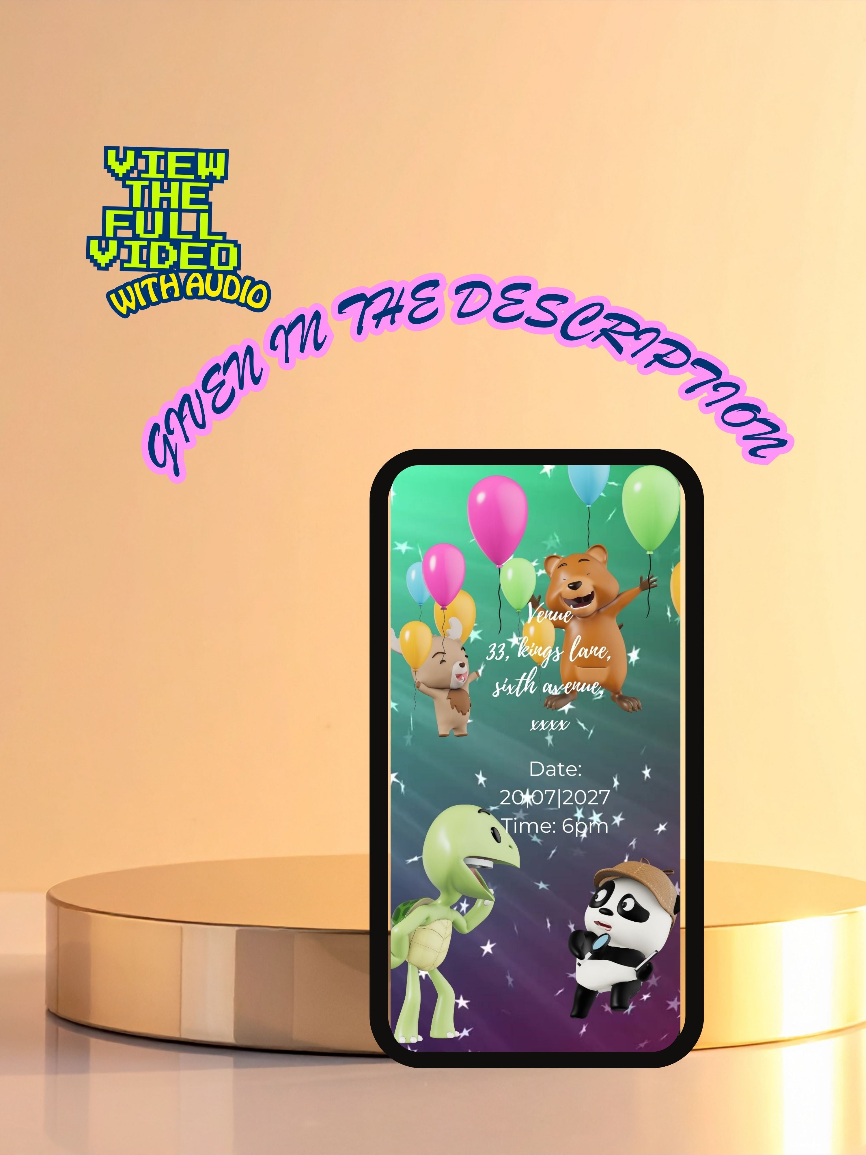commercial use ANIMAL THEME Birthday Invitation Video | Editable Canva pro Template | Kids Party Invite | ki46c