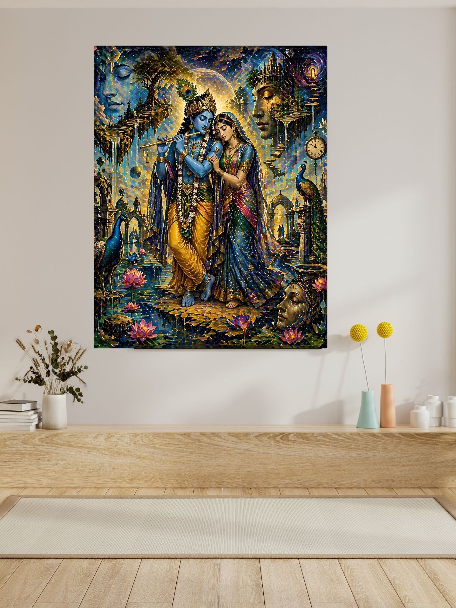 Lord Krishna Wall Art Printable, Krishna Digital Download, Hindu Wall Decor, Spiritual Home Decor, Pooja Room Art, Krishna Poster, Temple Artwork|sp66
