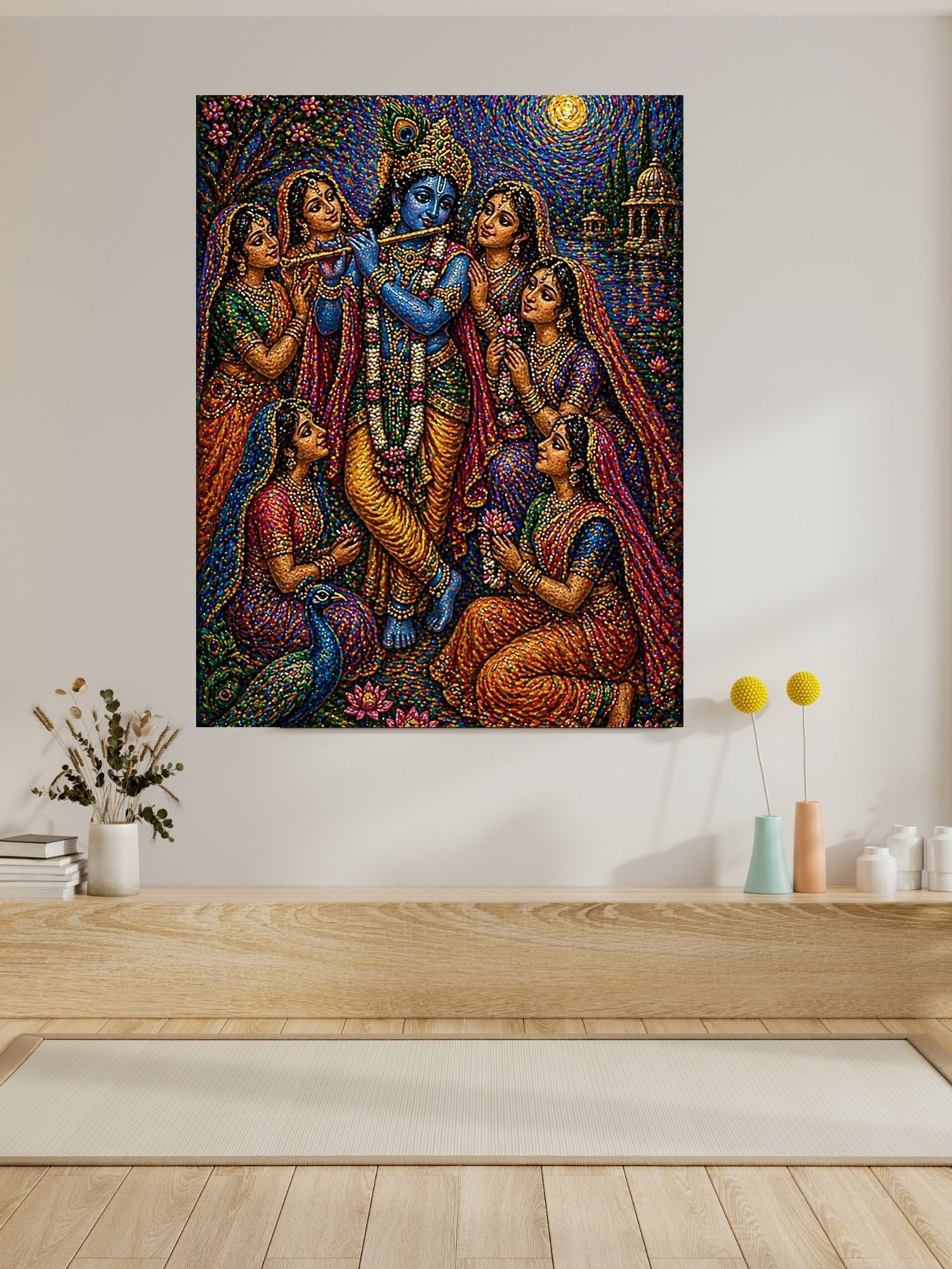 Lord Krishna Wall Art Printable, Krishna Digital Download, Hindu Wall Decor, Spiritual Home Decor, Pooja Room Art, Krishna Poster, Temple Artwork|sp54