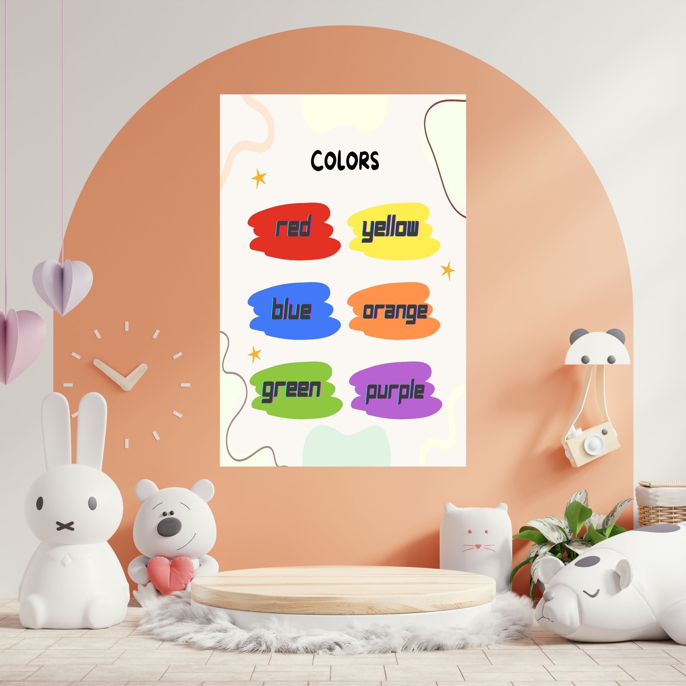 Learn Colors Wall Art for Kids | Educational Nursery Decor | Preschool Color Recognition Poster | Kids Printable Learning Art|ke3-7