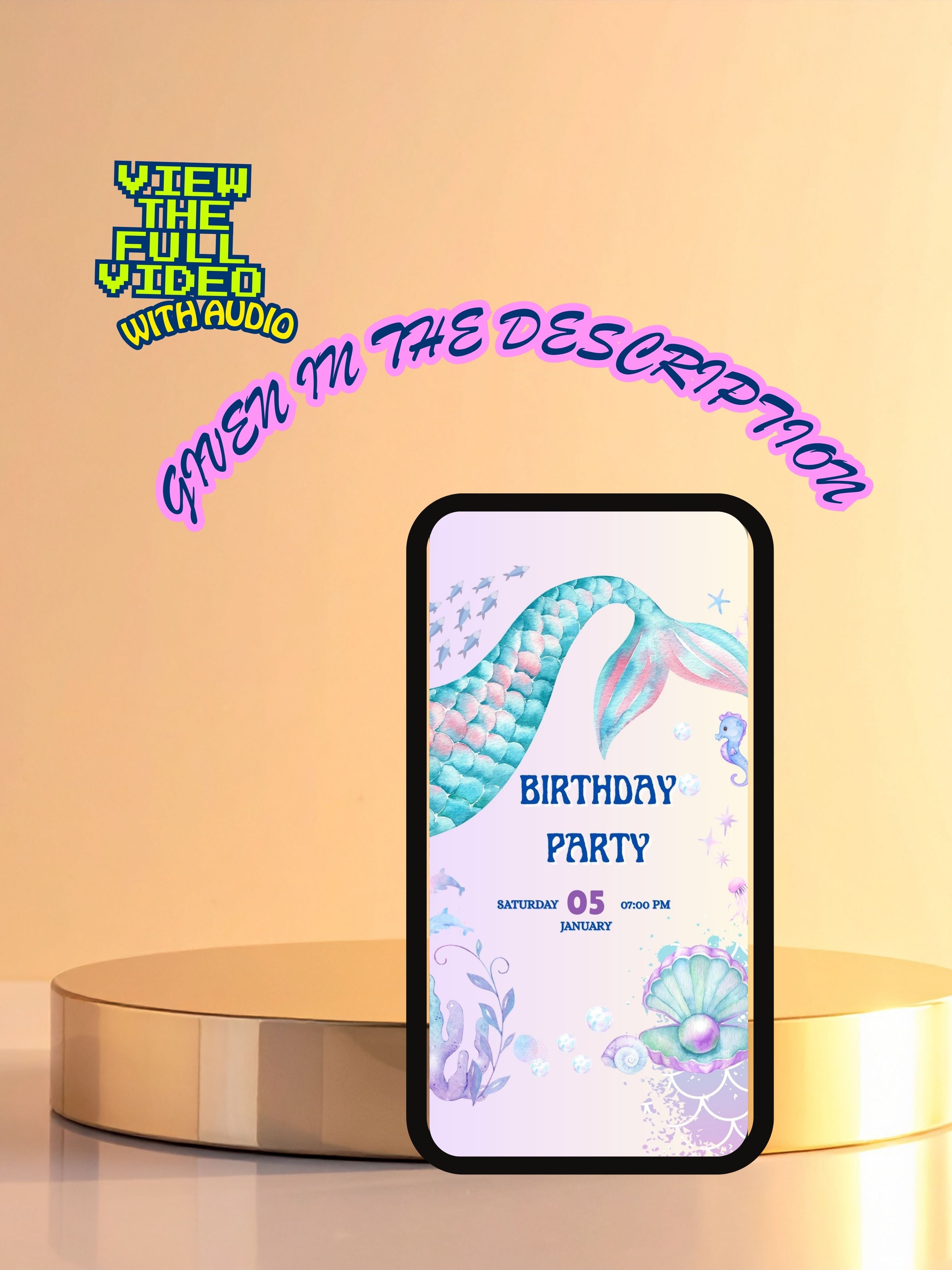 commercial use MERMAID Birthday Invitation Video | Editable Canva pro Template | Kids Party Invite | Digital Download|ki36c