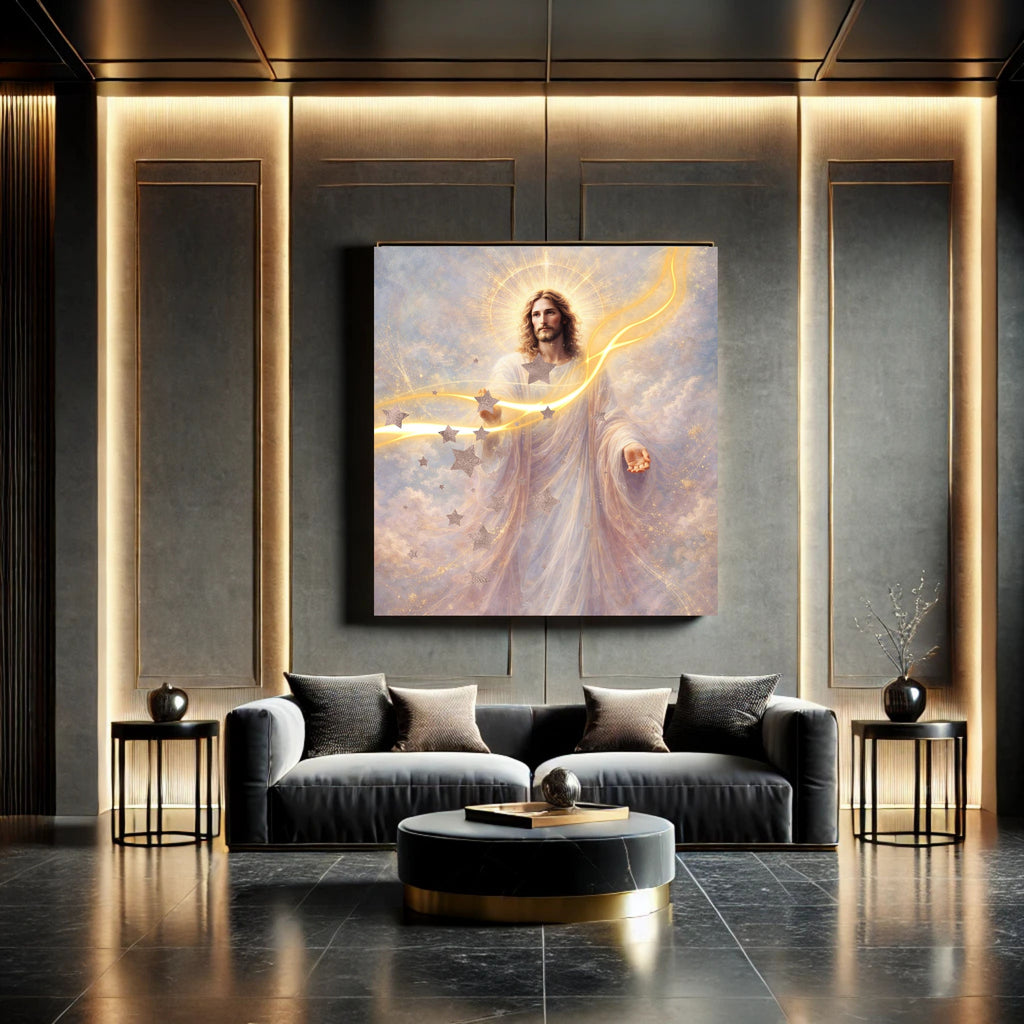Jesus Morning Star Printable Commercial Use | Cosmic Christ Silver Stars Golden Lightning Resell License | POD Star Creator Celestial Etsy Bundle