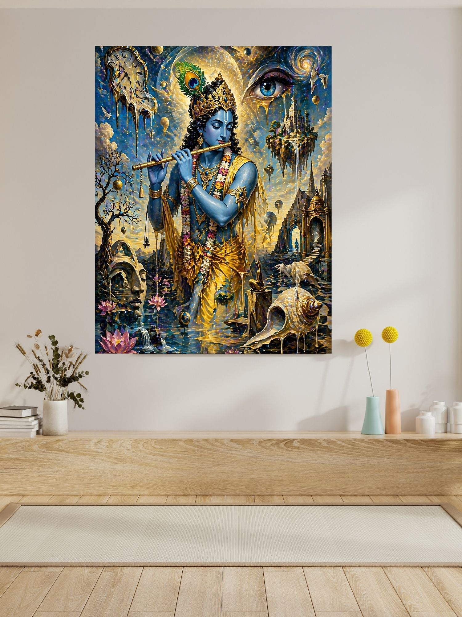Lord Krishna Wall Art Printable, Krishna Digital Download, Hindu Wall Decor, Spiritual Home Decor, Pooja Room Art, Krishna Poster, Temple Artwork|sp65