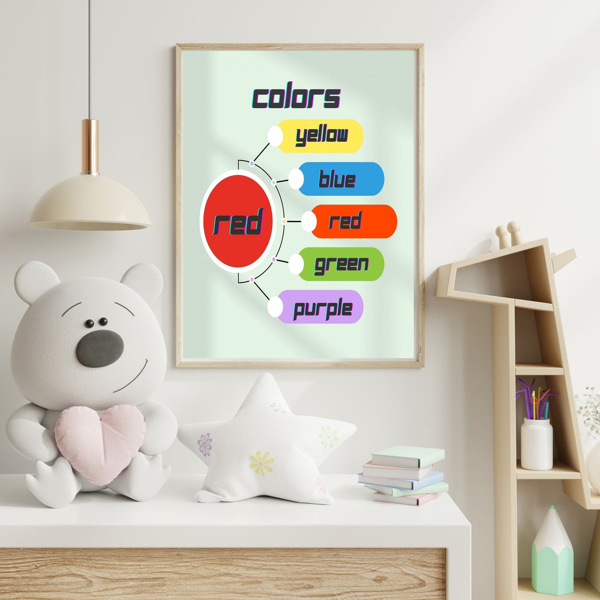 Printable Color Chart Wall Art for Kids, Nursery Learning Poster