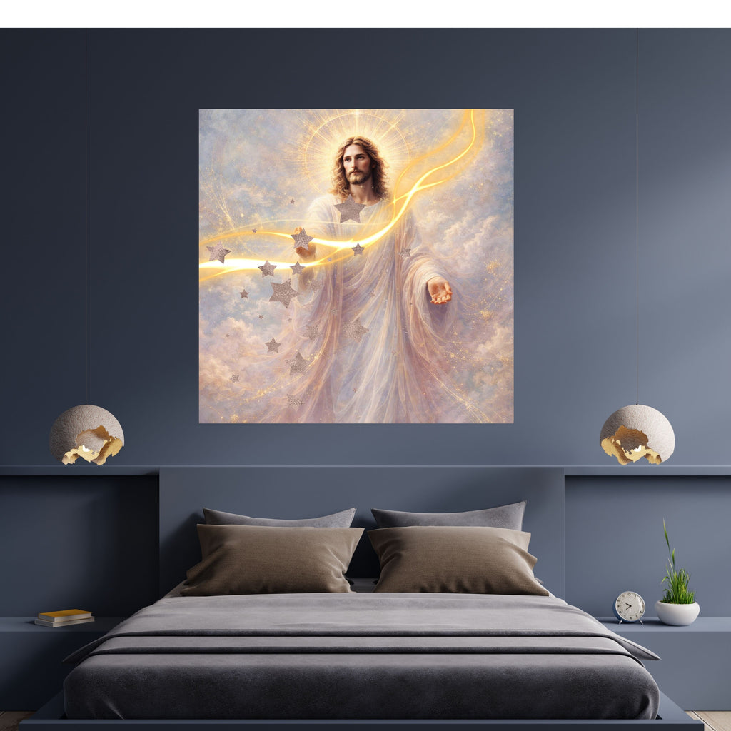 Jesus Morning Star Printable Commercial Use | Cosmic Christ Silver Stars Golden Lightning Resell License | POD Star Creator Celestial Etsy Bundle