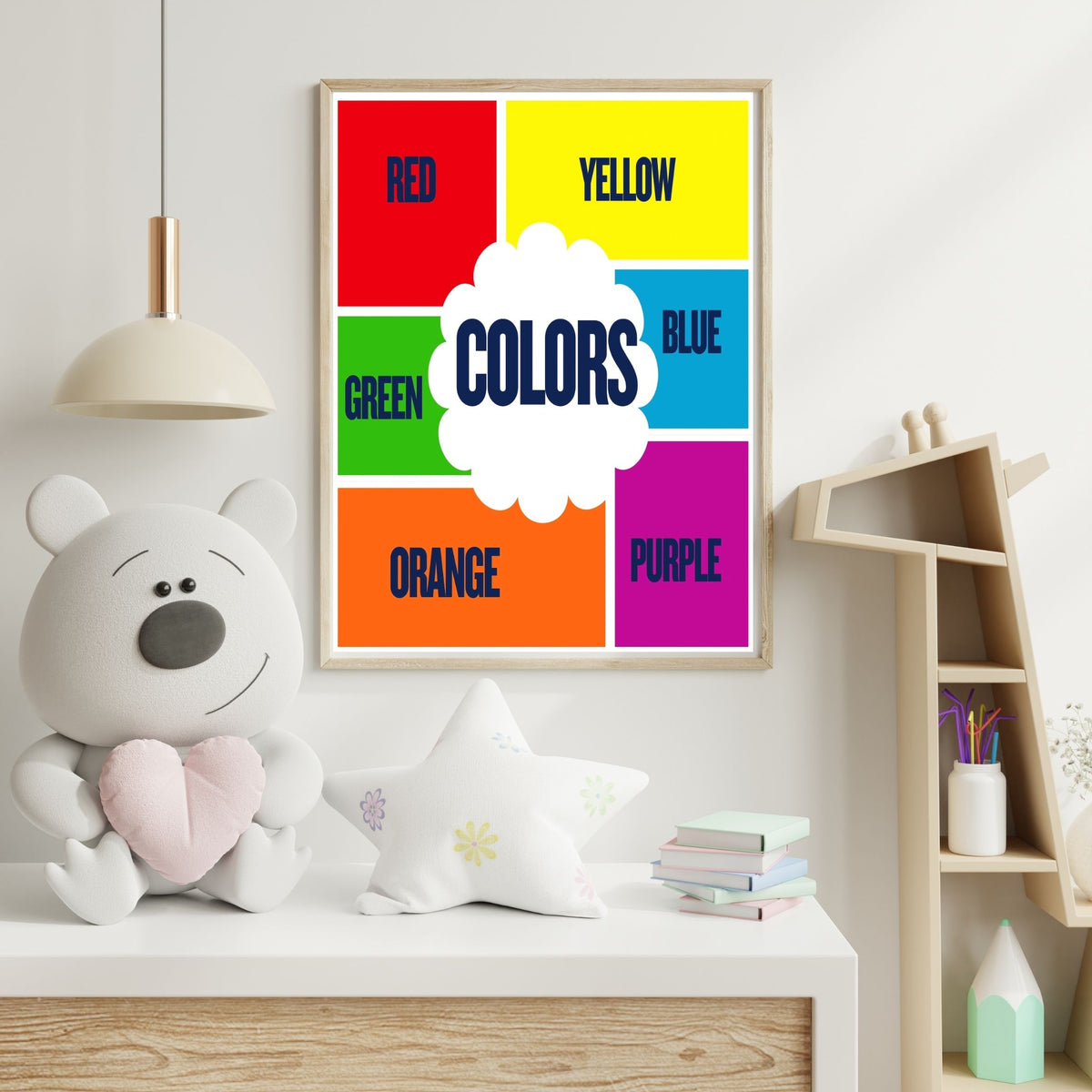Nursery Color Learning Print for Kids, Educational Wall Art
