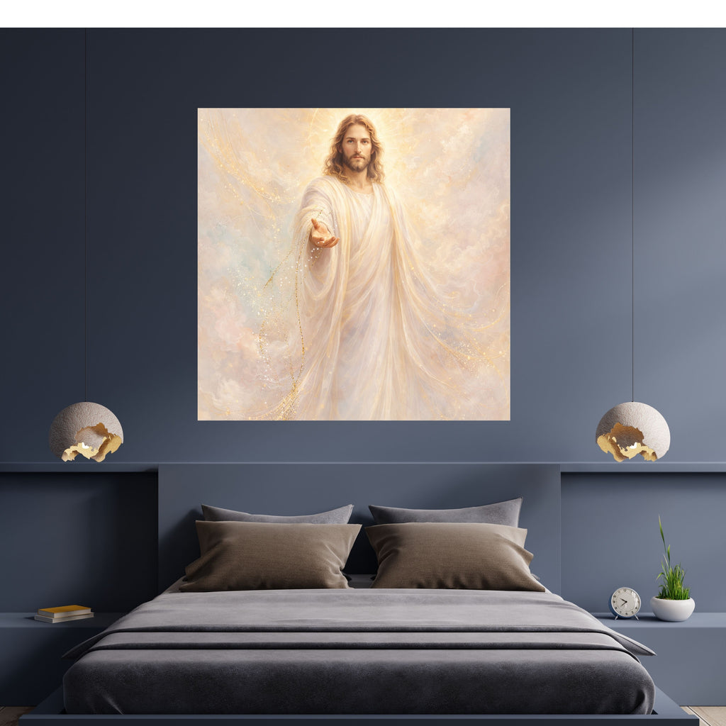 Jesus in White Robes Printable Commercial Use | Celestial Grace Golden Halo Resell License | POD Soft Pastel Heavenly Christ Etsy Seller Bundle