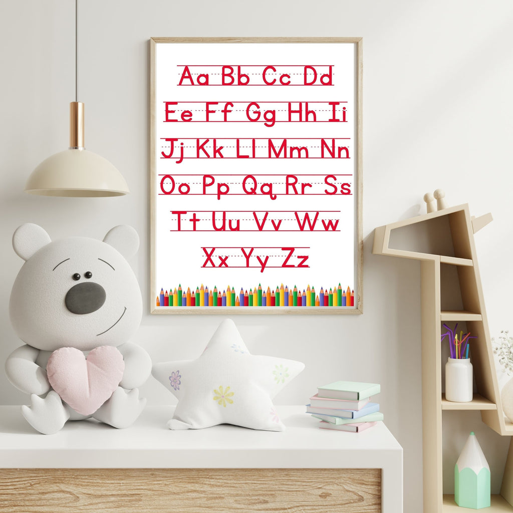 Alphabet Wall Art Printable, ABC Learning Poster, Kids Educational Decor, Nursery Wall Art, Preschool Classroom Print, Homeschool Decor, Digital Download|ke1-4