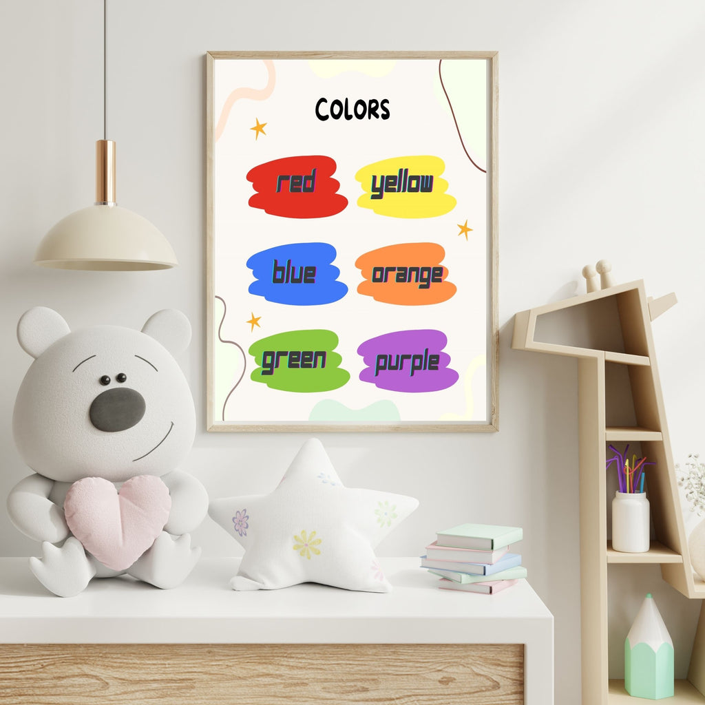 Kids Color Learning Wall Decor, Printable Nursery Art
