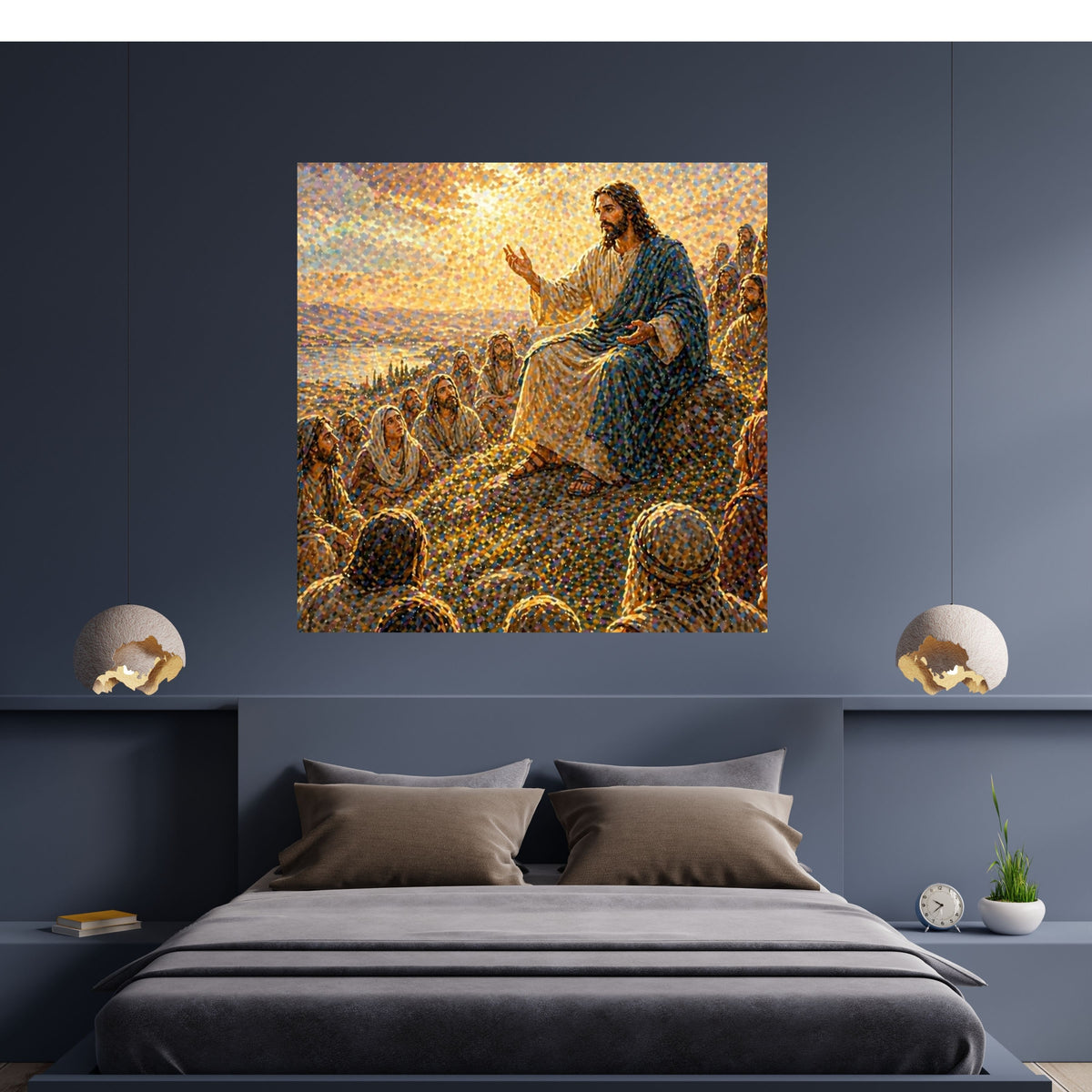 Sermon on the Mount Wall Art Printable | Jesus Teaching Beatitudes Print | Christian Home Decor Bible Scripture Inspirational Faith Art
