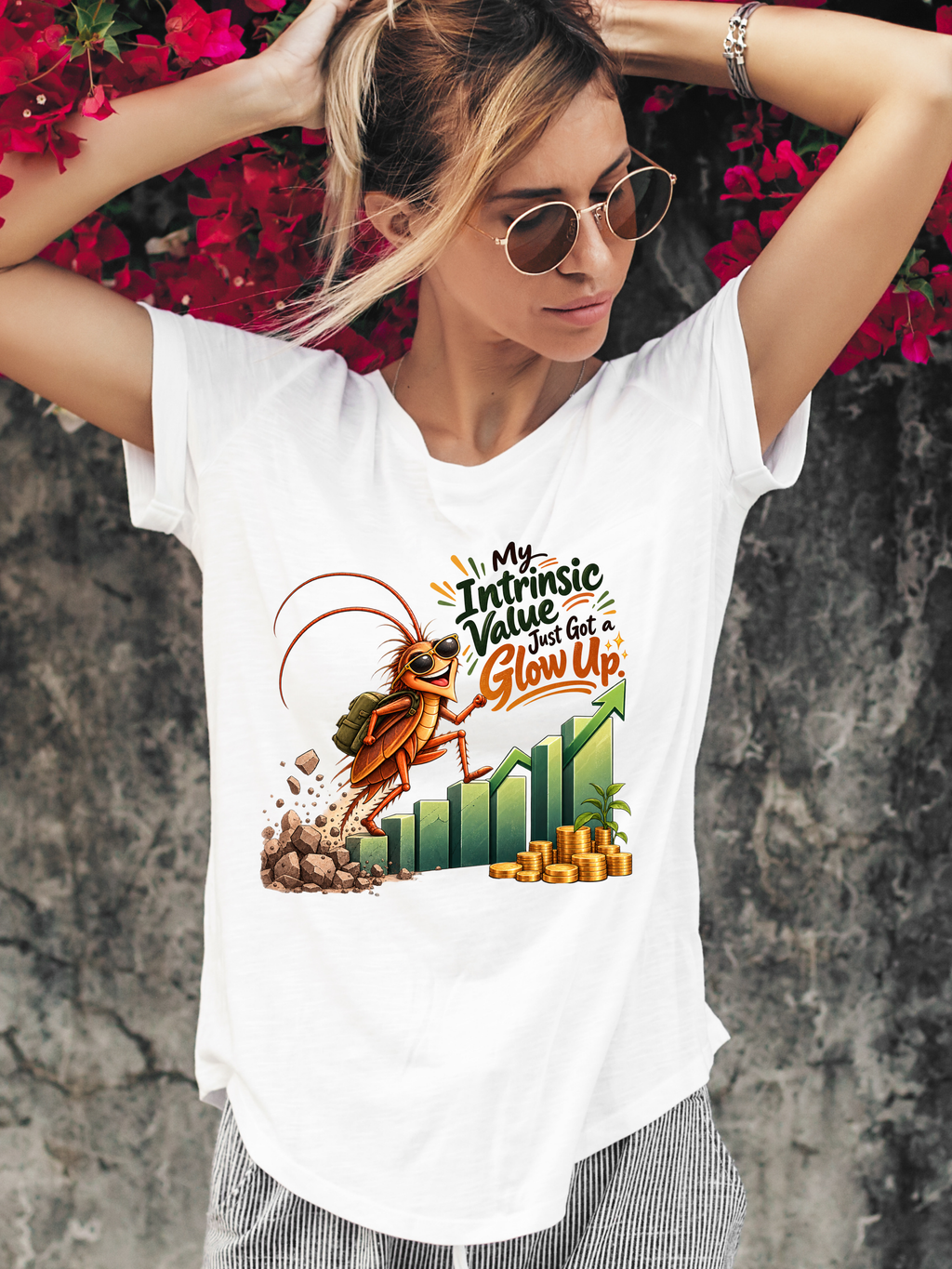 My Intrinsic Value Just Got a Glow Up Cockroach PNG | Growth Chart Roach Shirt Art, 6 Sizes, Personal Use