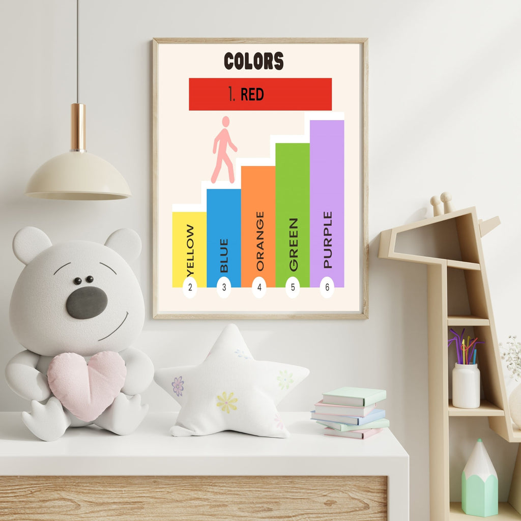 Color Learning Poster for Kids, Printable Playroom Wall Art