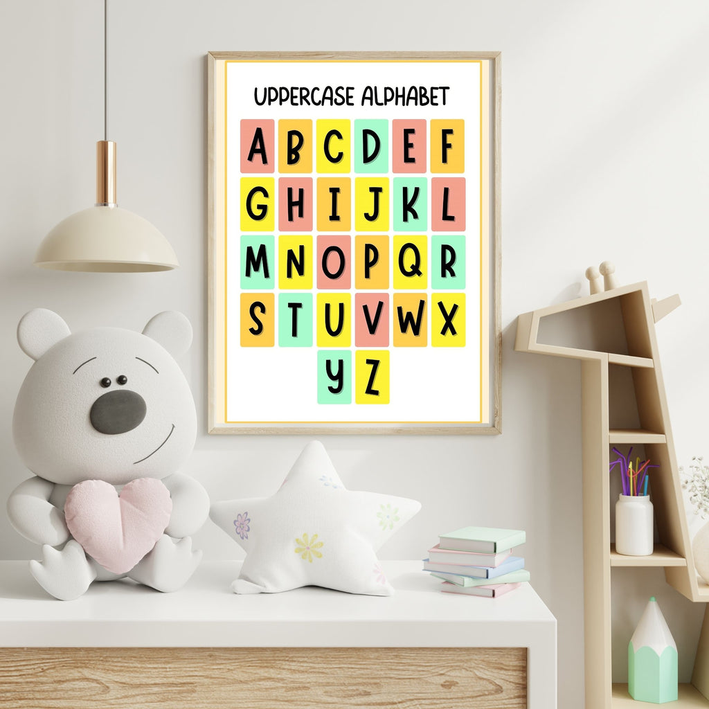 Alphabet Wall Art Printable, ABC Learning Poster, Kids Educational Decor, Nursery Wall Art, Preschool Classroom Print, Homeschool Decor, Digital Download|ke1-11