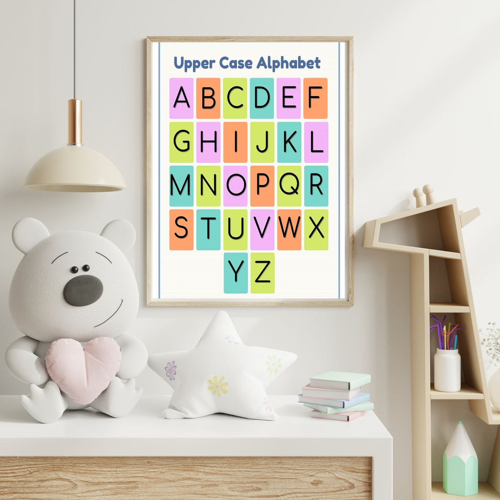 Alphabet Wall Art Printable, ABC Learning Poster, Kids Educational Decor, Nursery Wall Art, Preschool Classroom Print, Homeschool Decor, Digital Download|ke1-6