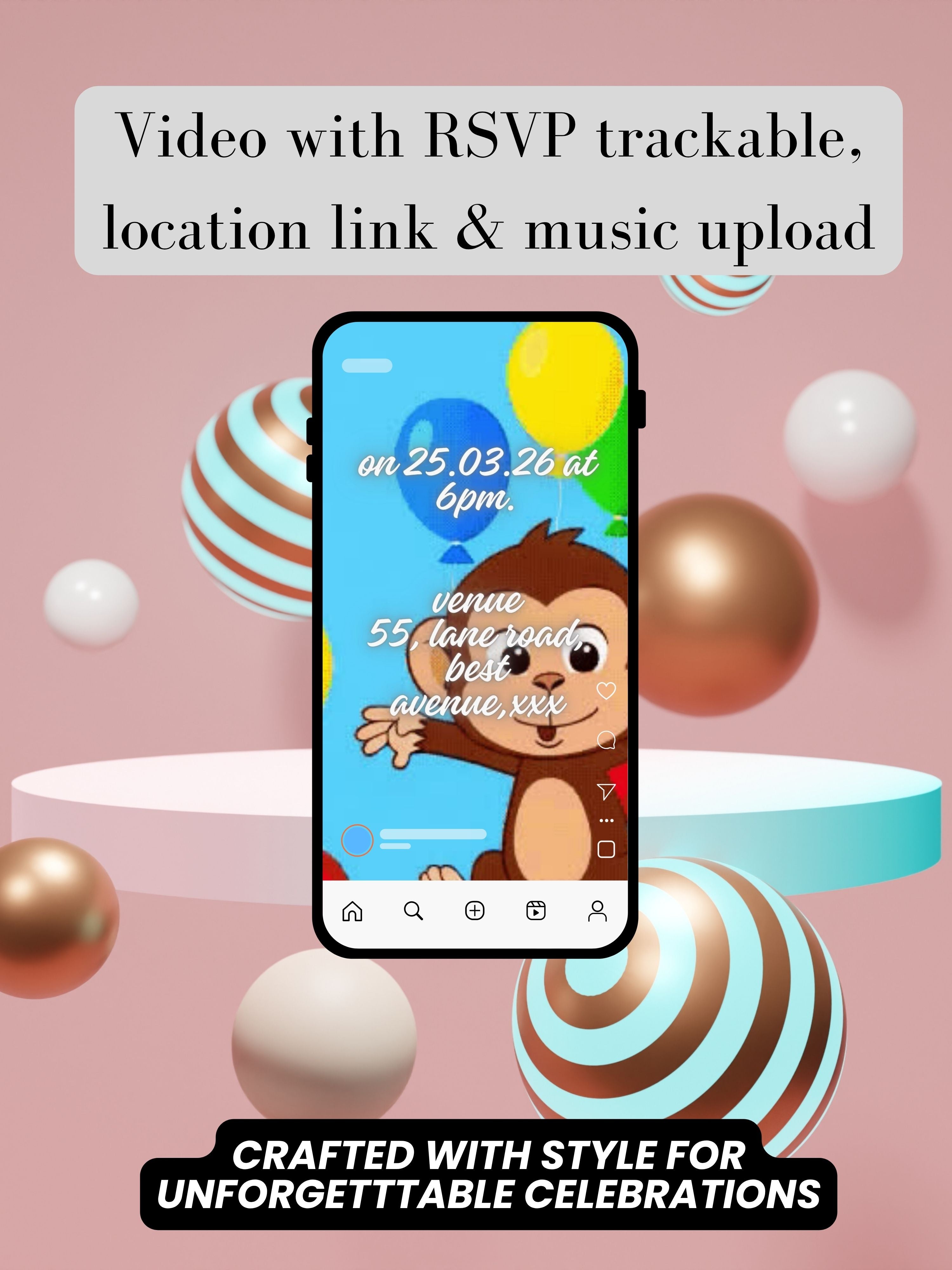 ANIMAL THEME Birthday Invitation Video | Editable Canva pro Template | Kids Party Invite | ki3