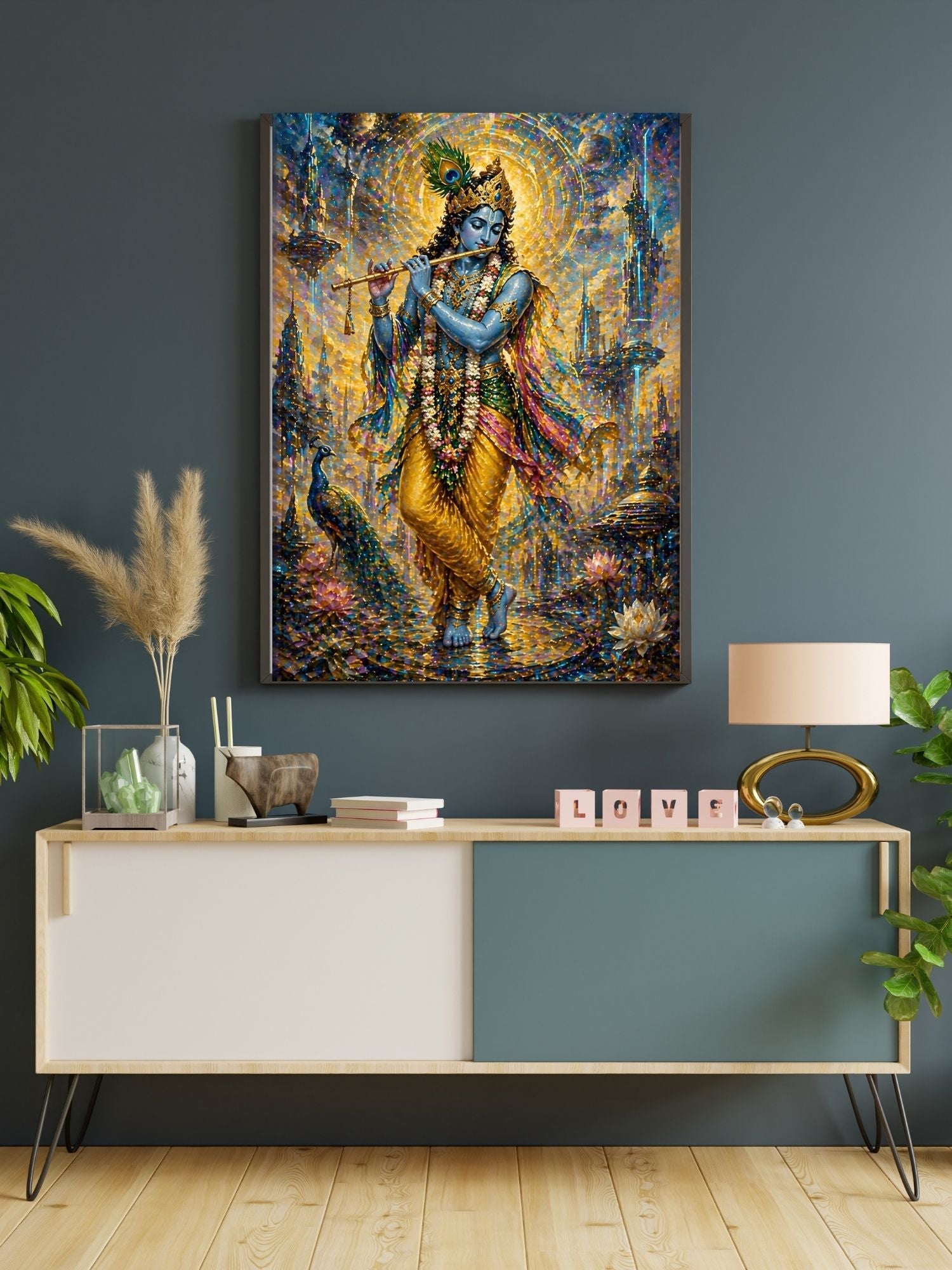 Lord Krishna Wall Art Printable, Krishna Digital Download, Hindu Wall Decor, Spiritual Home Decor, Pooja Room Art, Krishna Poster, Temple Artwork|sp69