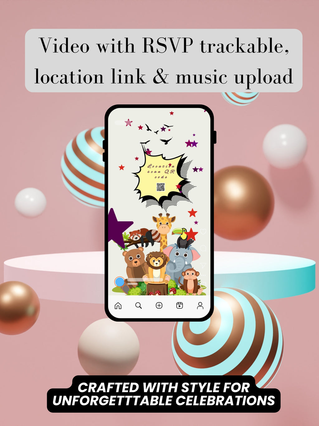 commercial use ANIMAL THEME Birthday Invitation Video | Editable Canva pro Template | Kids Party Invite | ki2c