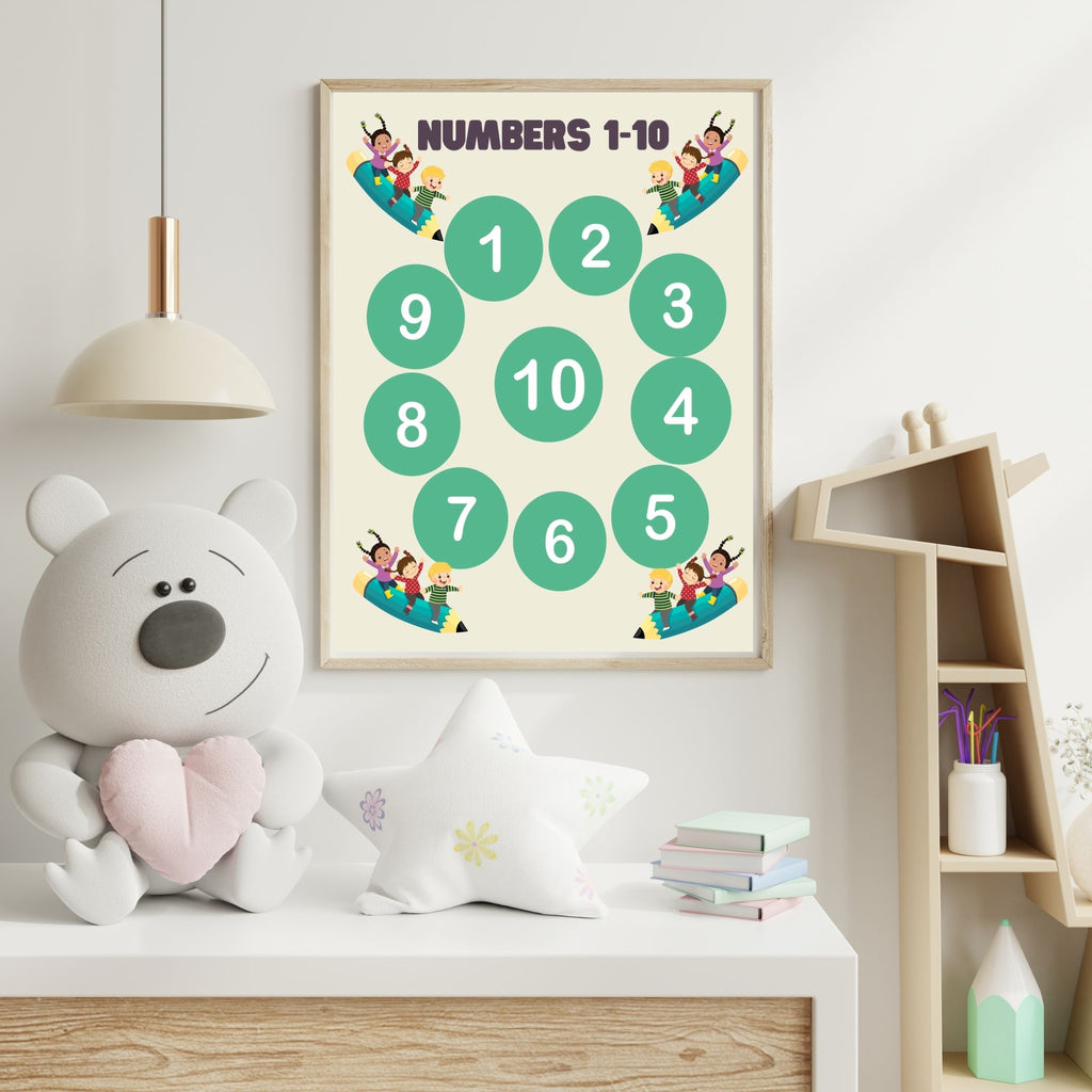 Number Wall Art for Kids 11+ sizes, Counting Poster Printable, Educational Nursery Decor, Preschool Learning Print, Math Wall Art, Digital Download|ke2-14