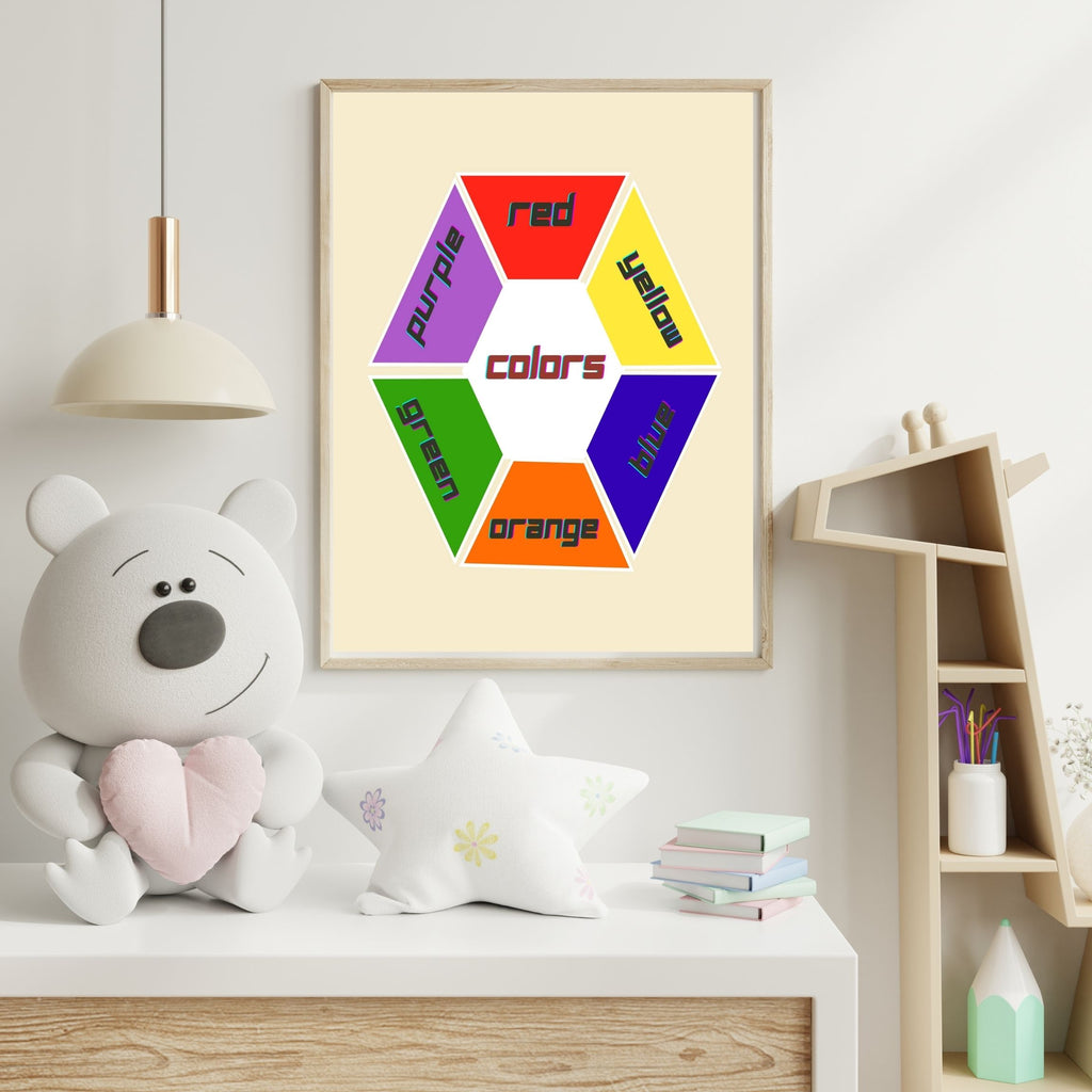 Color Association Wall Art for Kids, Printable Learning Poster
