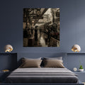 Victorian Steam Train Station Wall Art Printable, Rainy Railway Travel Scene, 11+ Sizes