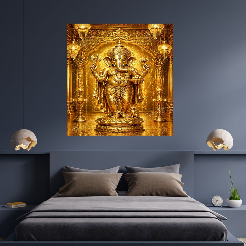Luxury Lord Ganesha Wall Art Printable | Ganapathi Digital Download | Hindu God Decor | Spiritual Poster | Ganesh Chaturthi Gift | 11 Sizes |sp4