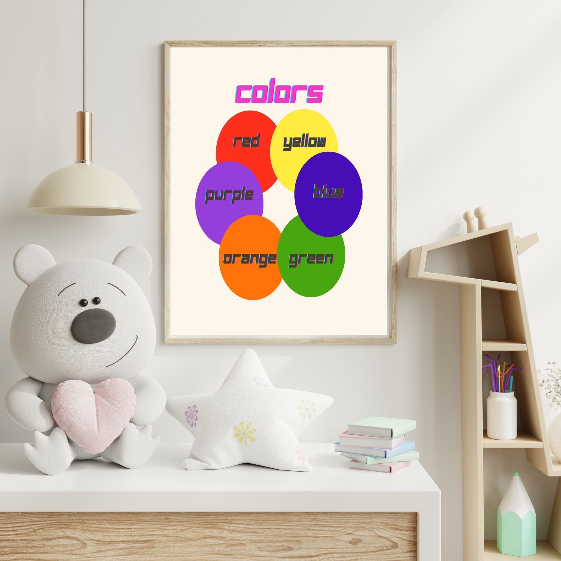 Learn Colors Wall Art for Kids | Educational Nursery Decor | Preschool Color Recognition Poster | Kids Printable Learning Art|ke3-2