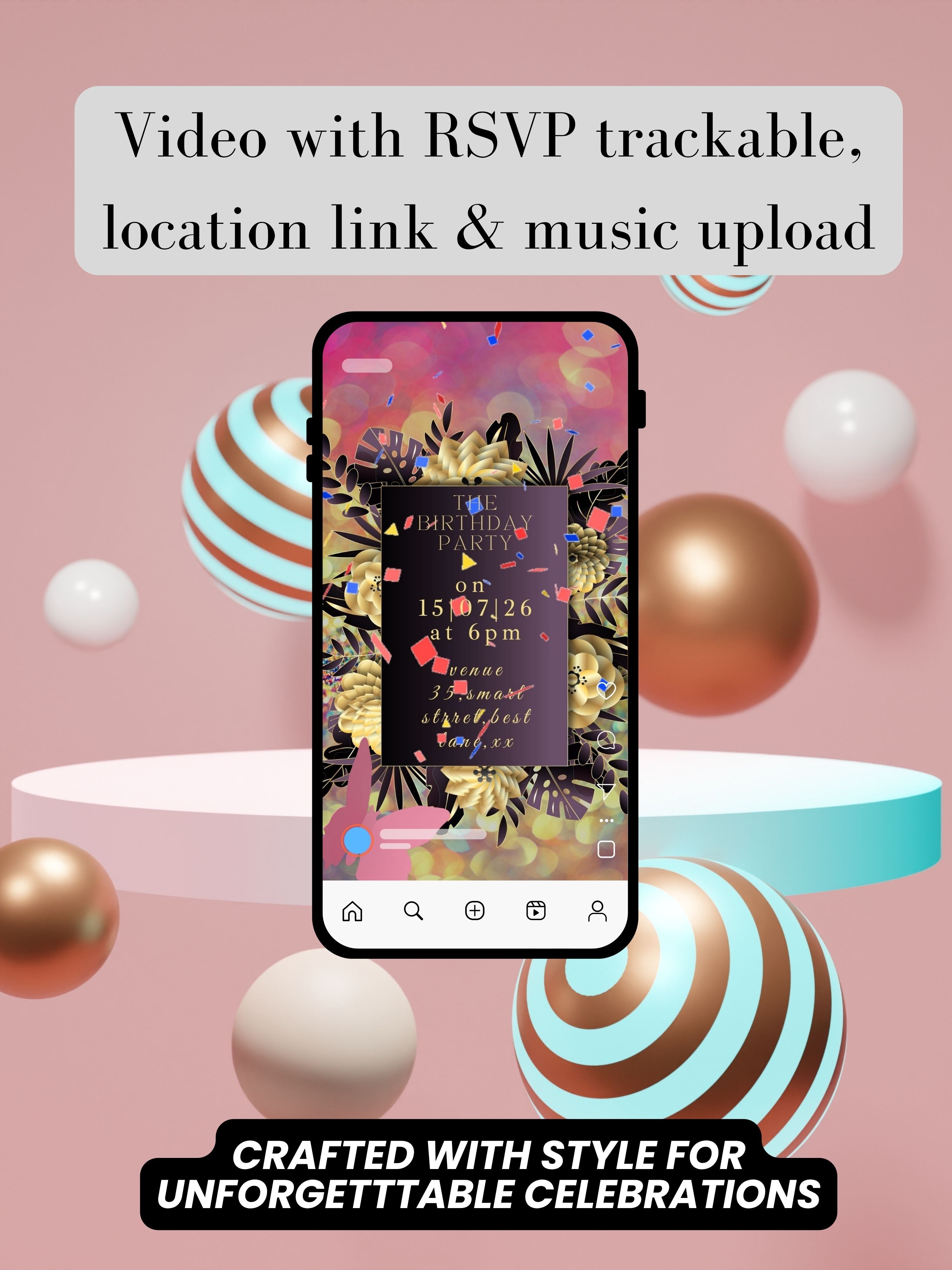 NATURE THEME Editable Birthday Video Invitation | Canva Pro Template | Woodland Kids Party Invite | Photo, Music, QR Code | Instant Download|ki7