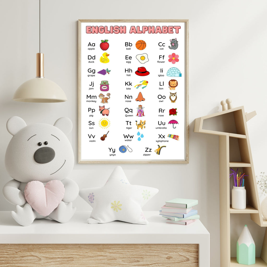 Alphabet Wall Art Printable, ABC Learning Poster, Kids Educational Decor, Nursery Wall Art, Preschool Classroom Print, Homeschool Decor, Digital Download|ke1-2